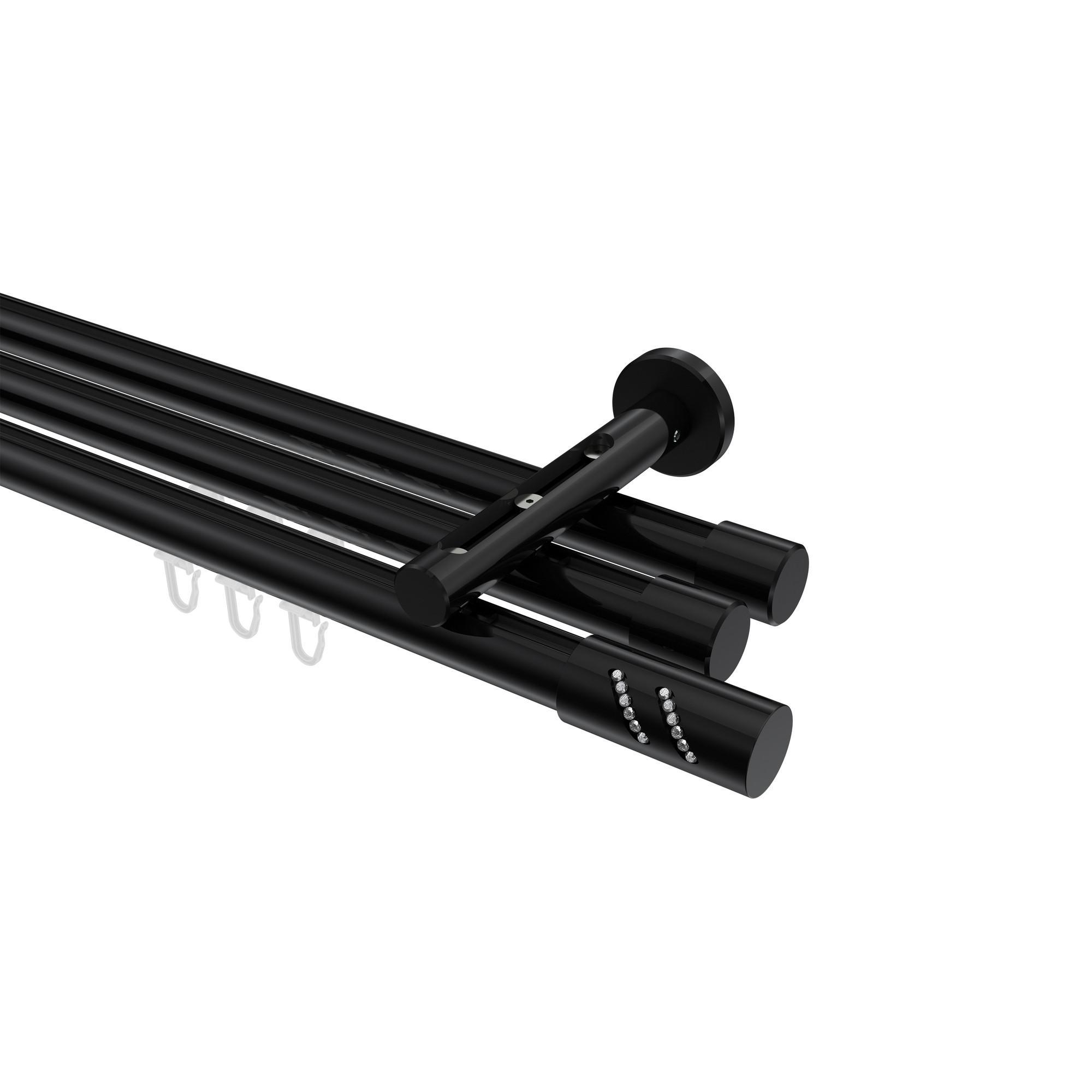 Gardinenstange Innenlauf Siteno Zoena 120 Cm, 3-LäUfig, 20 Mm Ø Schwarz