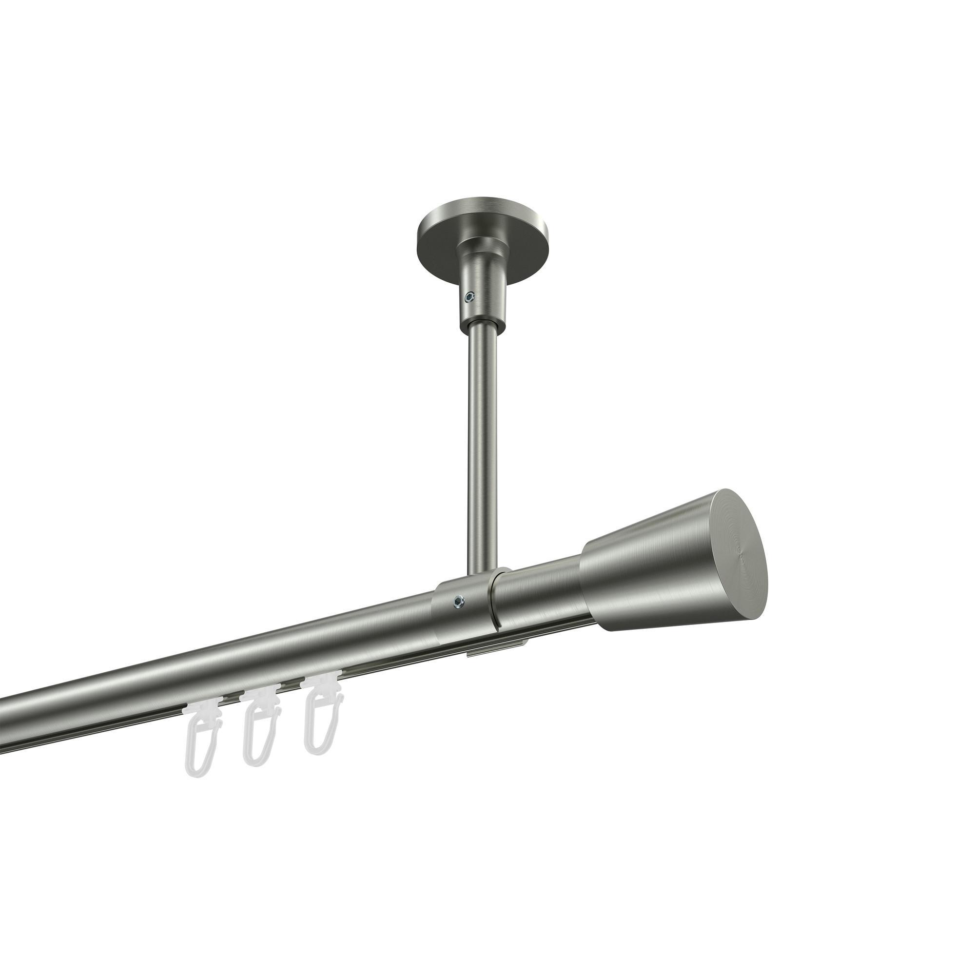 Gardinenstange Innenlauf Sonette Sitra 420 Cm (Geteilt In 3 X 140 Cm), 1-LäUfig, 20 Mm Ø Edelstahl-Optik