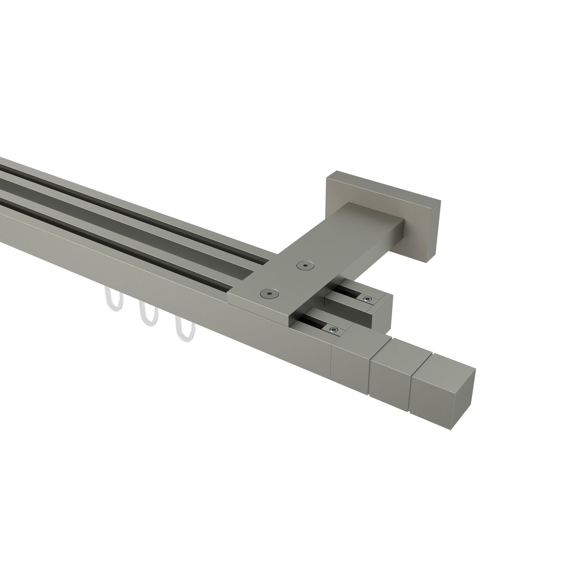 Gardinenstange Innenlauf Quadline Cubes 180 Cm, 2-LäUfig, 20X20 Mm Satin-Silber