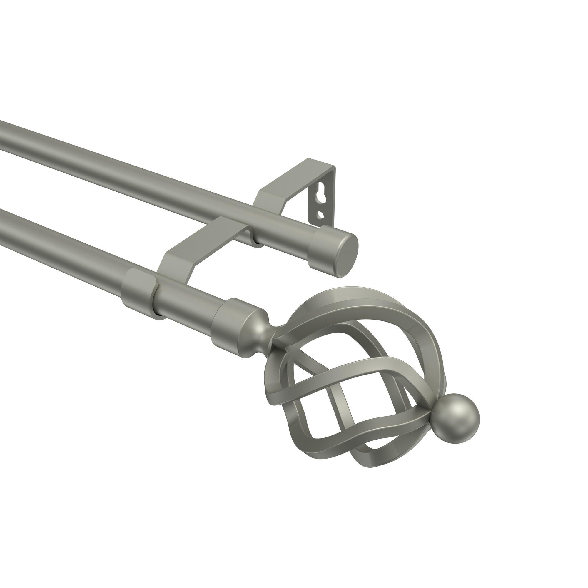Gardinenstange Olymp Paolo 120 Cm, 2-LäUfig (Ohne Ringe), 16 Mm Ø Chrom Matt