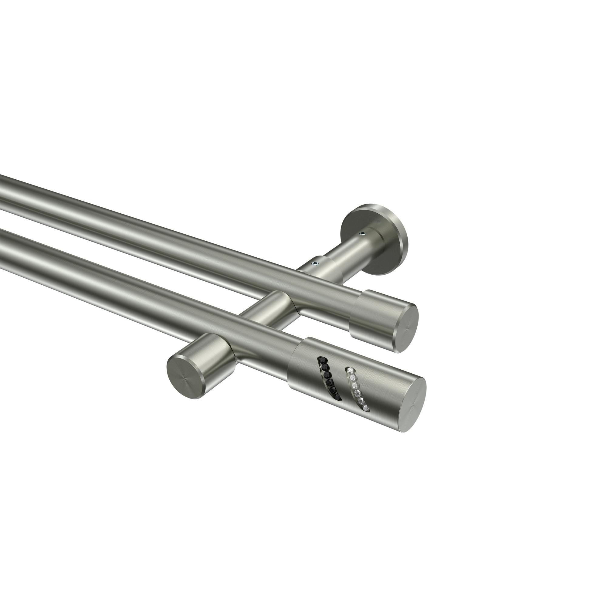 Gardinenstange Prestige Zoena 320 Cm (Geteilt In 2 X 160 Cm), 2-LäUfig (Ohne Ringe), 20 Mm Ø Edelstahl-Optik