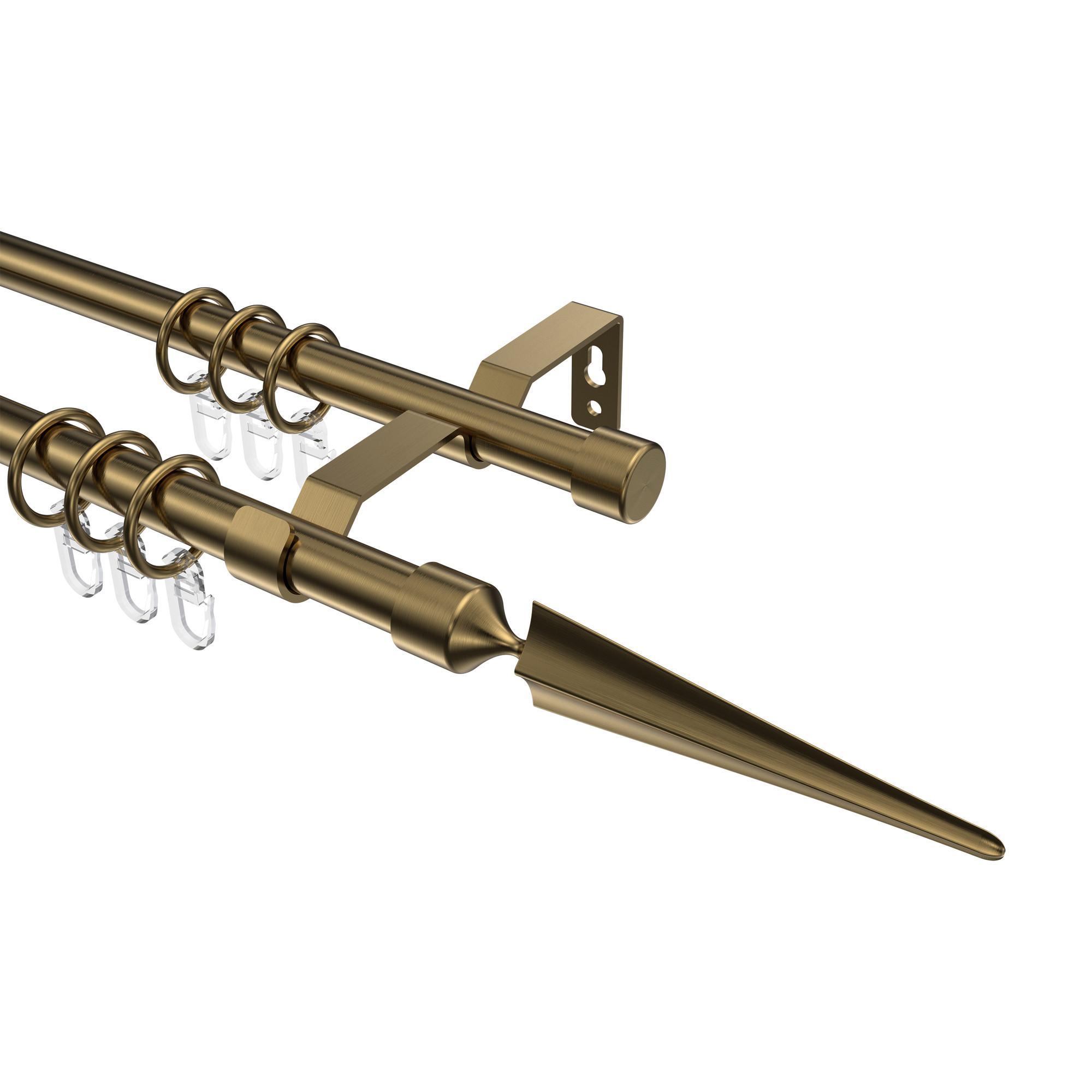 Gardinenstange Olymp Lorenzo 520 Cm (Geteilt In 4 X 130 Cm), 2-LäUfig, 16 Mm Ø Messing Antik