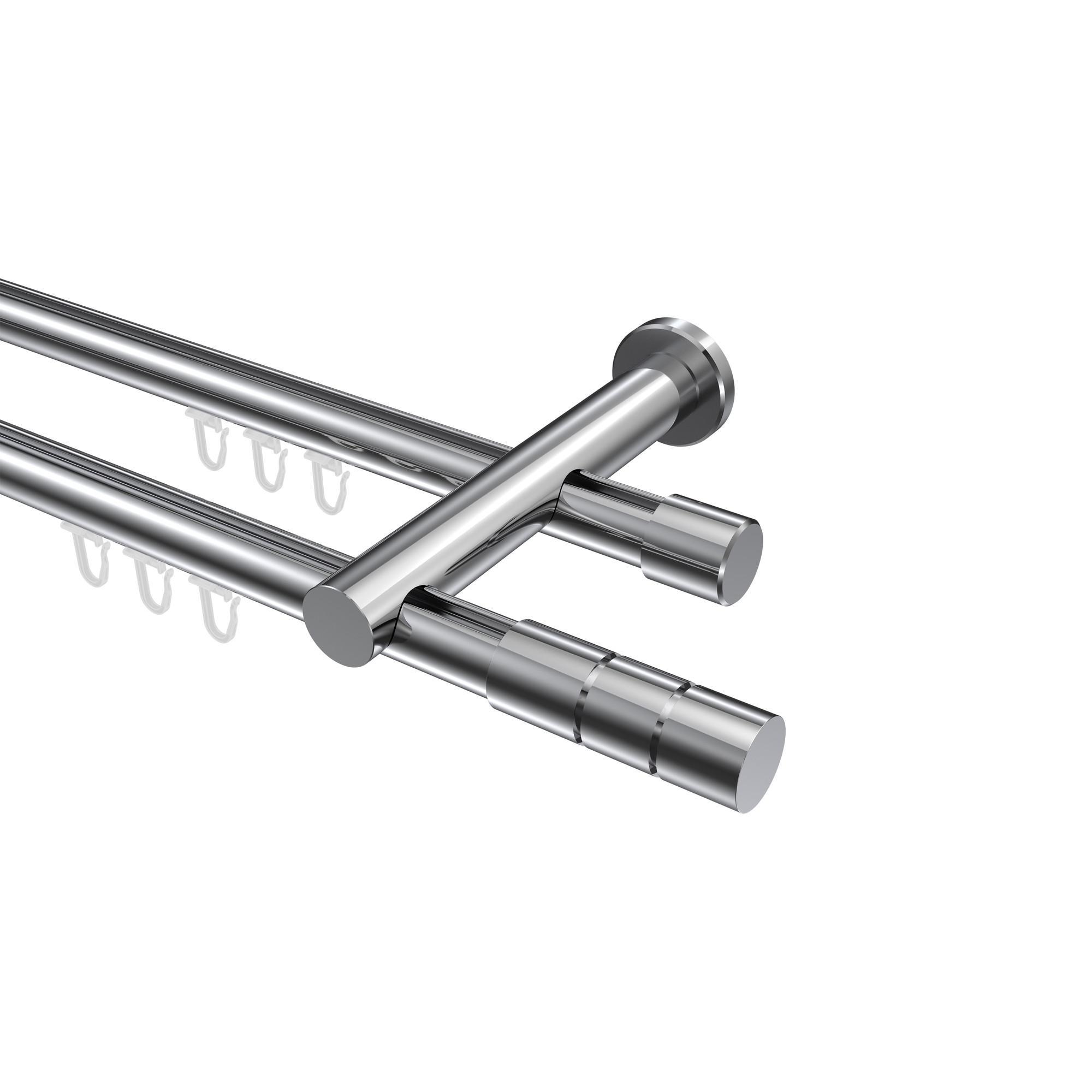 Gardinenstange Innenlauf Platon Elanto 360 Cm (Geteilt In 2 X 180 Cm), 2-LäUfig, 20 Mm Ø Chrom