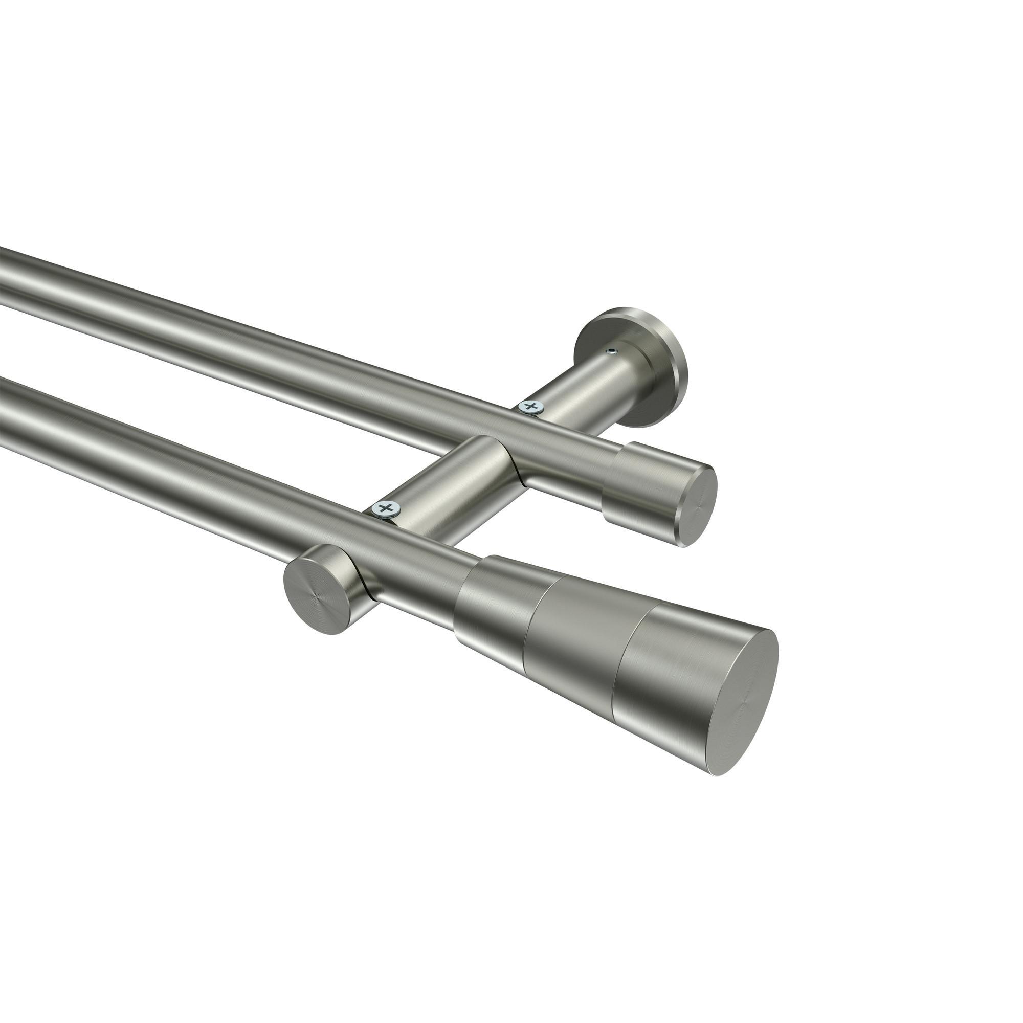 Gardinenstange Platon Tanara 120 Cm, 2-LäUfig (Ohne Ringe), 20 Mm Ø Edelstahl-Optik