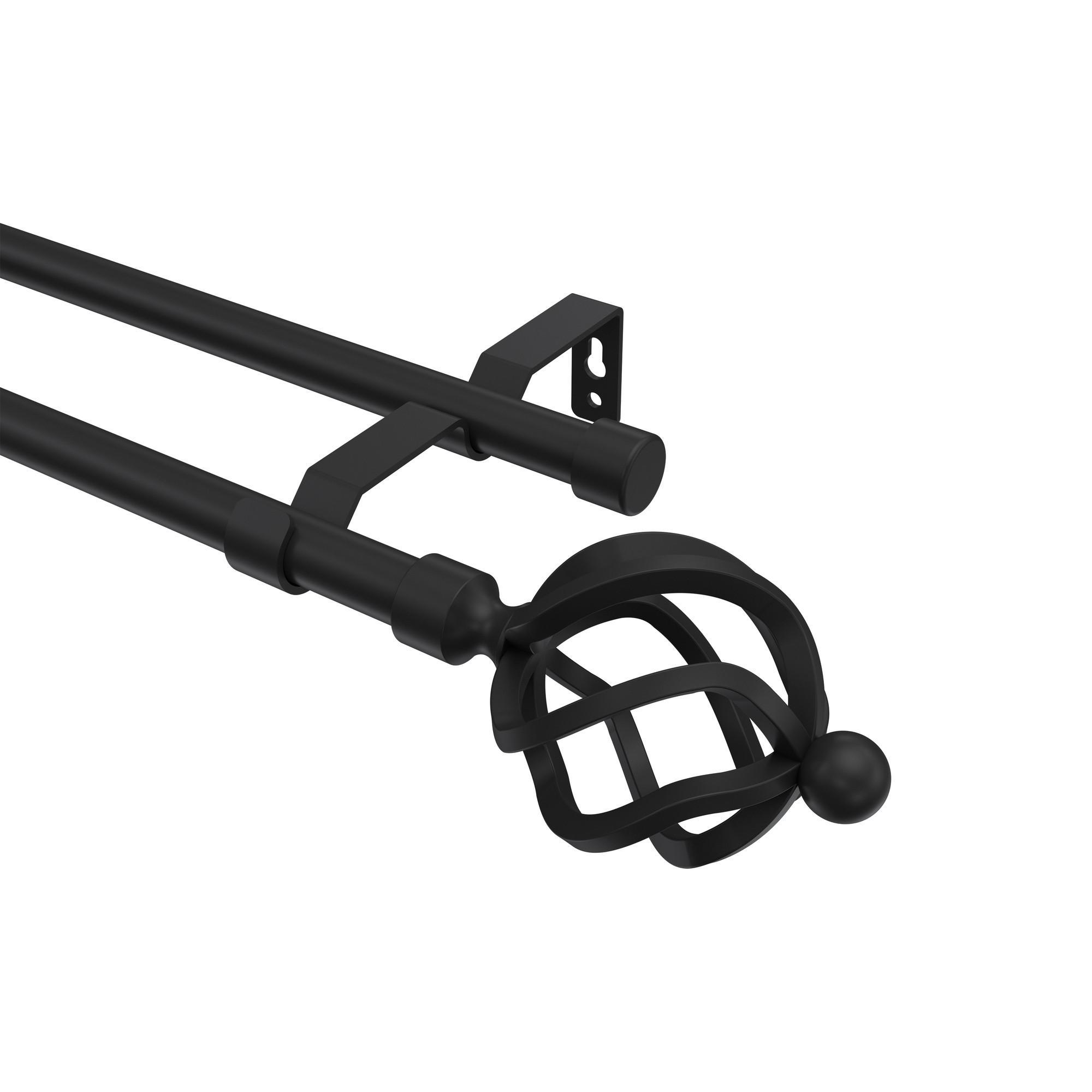 Gardinenstange Olymp Paolo 100 Cm, 2-LäUfig (Ohne Ringe), 16 Mm Ø Schwarz