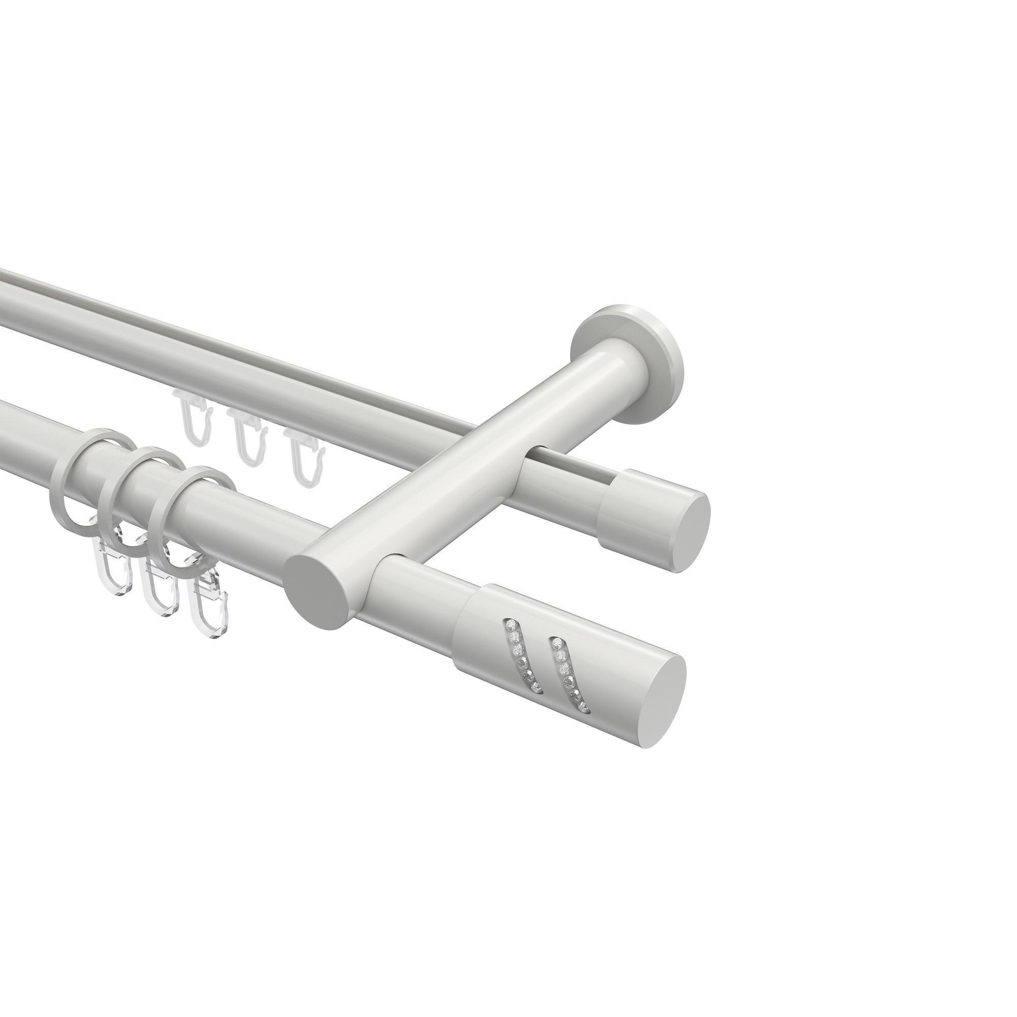 Gardinenstange RUNDROHR-INNENLAUF Platon Zoena 520 Cm (Geteilt In 4 X 130 Cm), 2-LäUfig, 20 Mm Ø Weiß