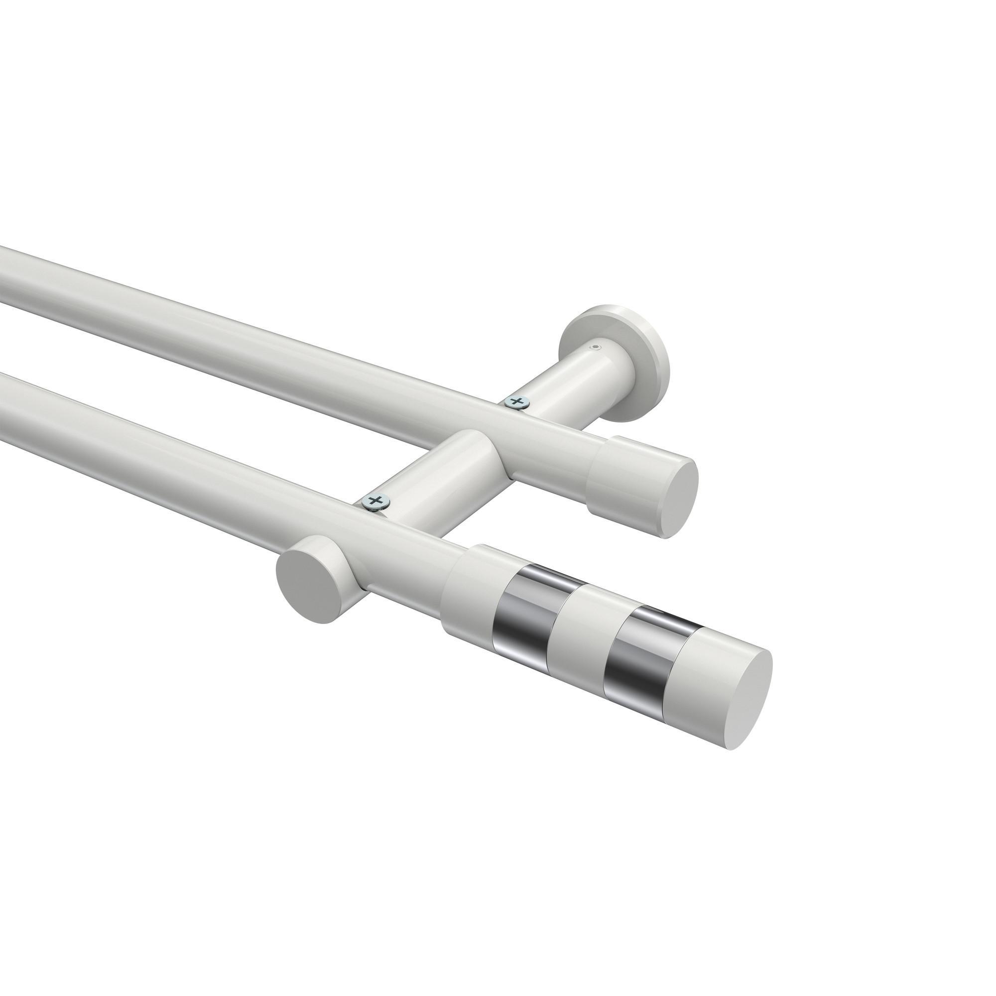 Gardinenstange Platon Mavell 420 Cm (Geteilt In 3 X 140 Cm), 2-LäUfig (Ohne Ringe), 20 Mm Ø Weiß