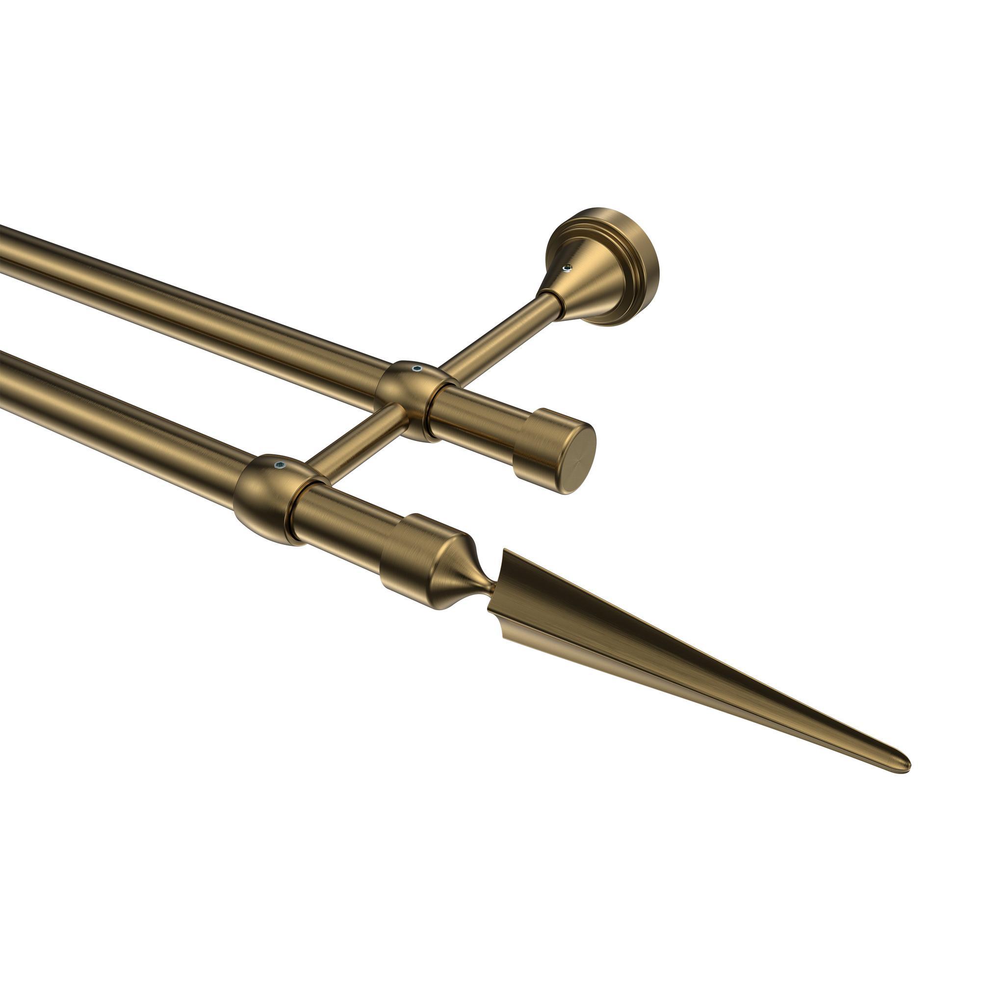 Gardinenstange Primus Lorenzo 200 Cm, 2-LäUfig (Ohne Ringe), 16 Mm Ø Messing Antik