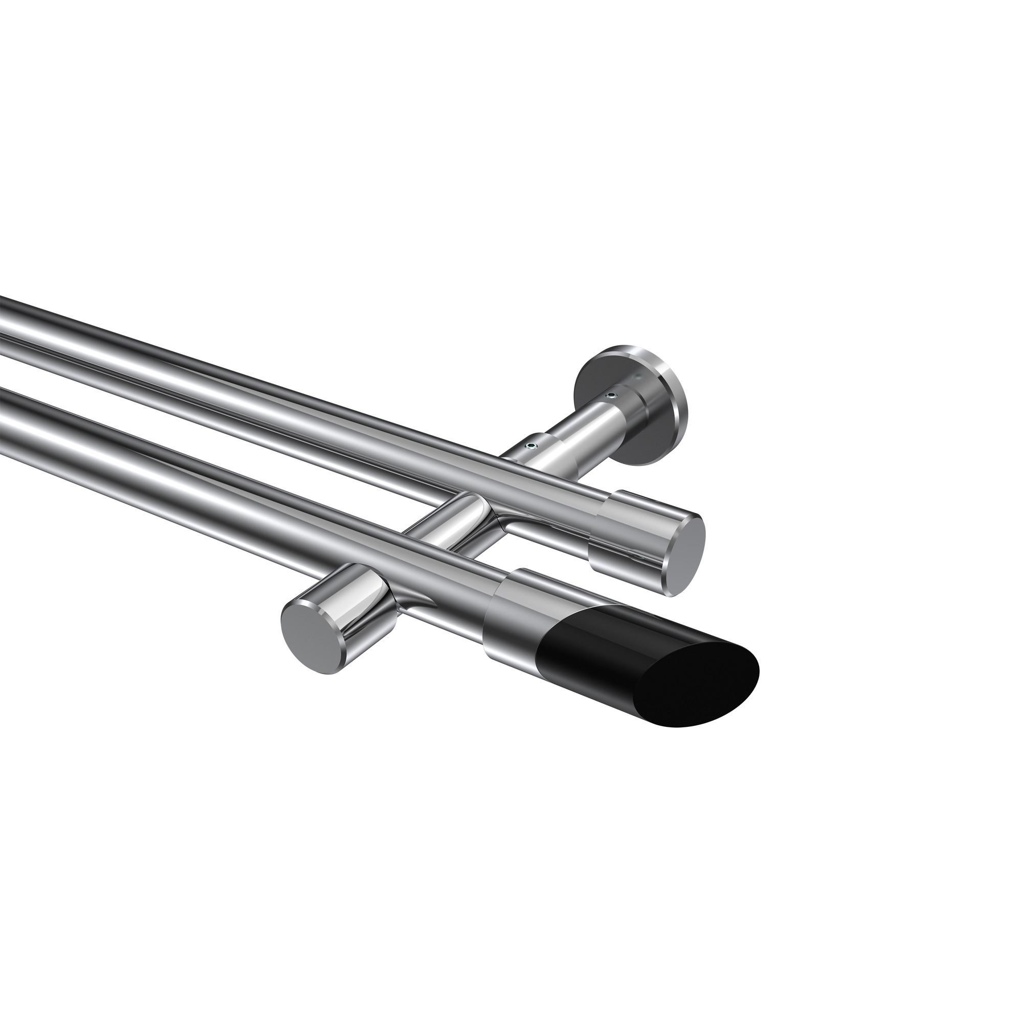 Gardinenstange Prestige Verano 360 Cm (Geteilt In 2 X 180 Cm), 2-LäUfig (Ohne Ringe), 20 Mm Ø Chrom