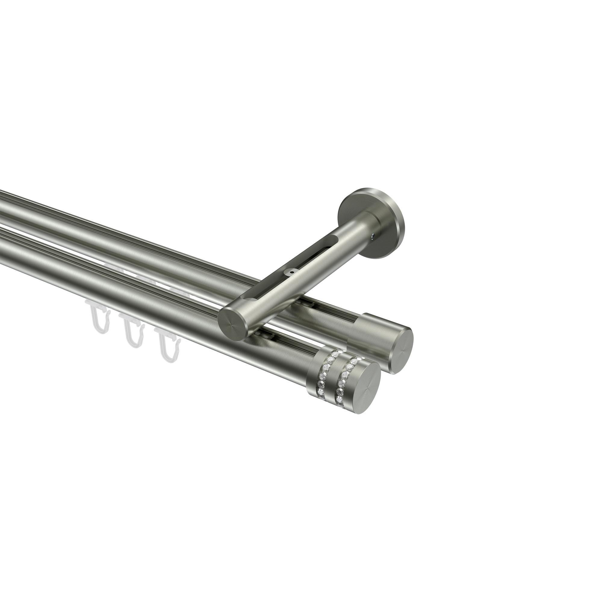 Gardinenstange Innenlauf Siteno Estana 360 Cm (Geteilt In 2 X 180 Cm), 2-LäUfig, 20 Mm Ø Edelstahl-Optik
