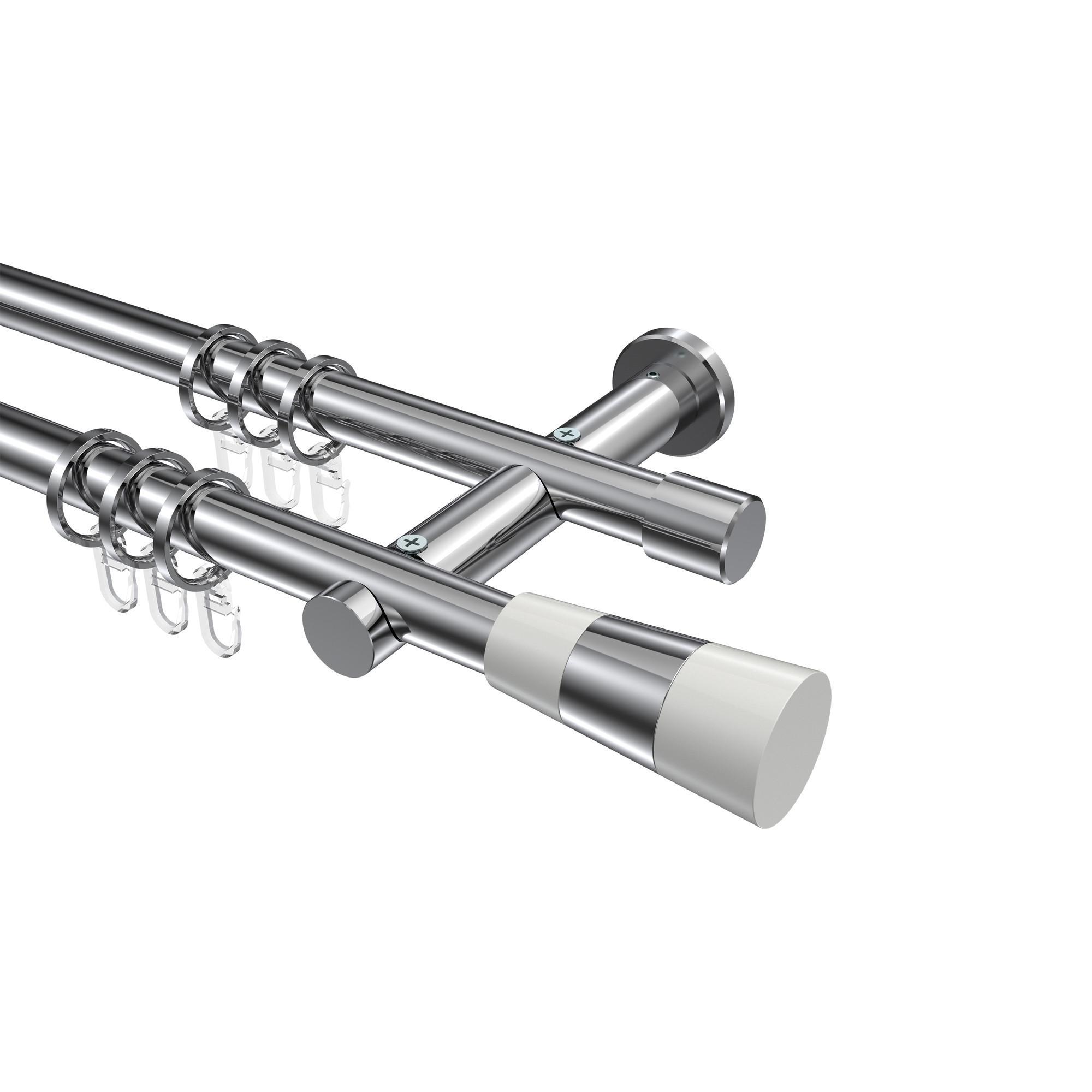 Gardinenstange Platon Tanara 360 Cm (Geteilt In 2 X 180 Cm), 2-LäUfig, 20 Mm Ø Chrom