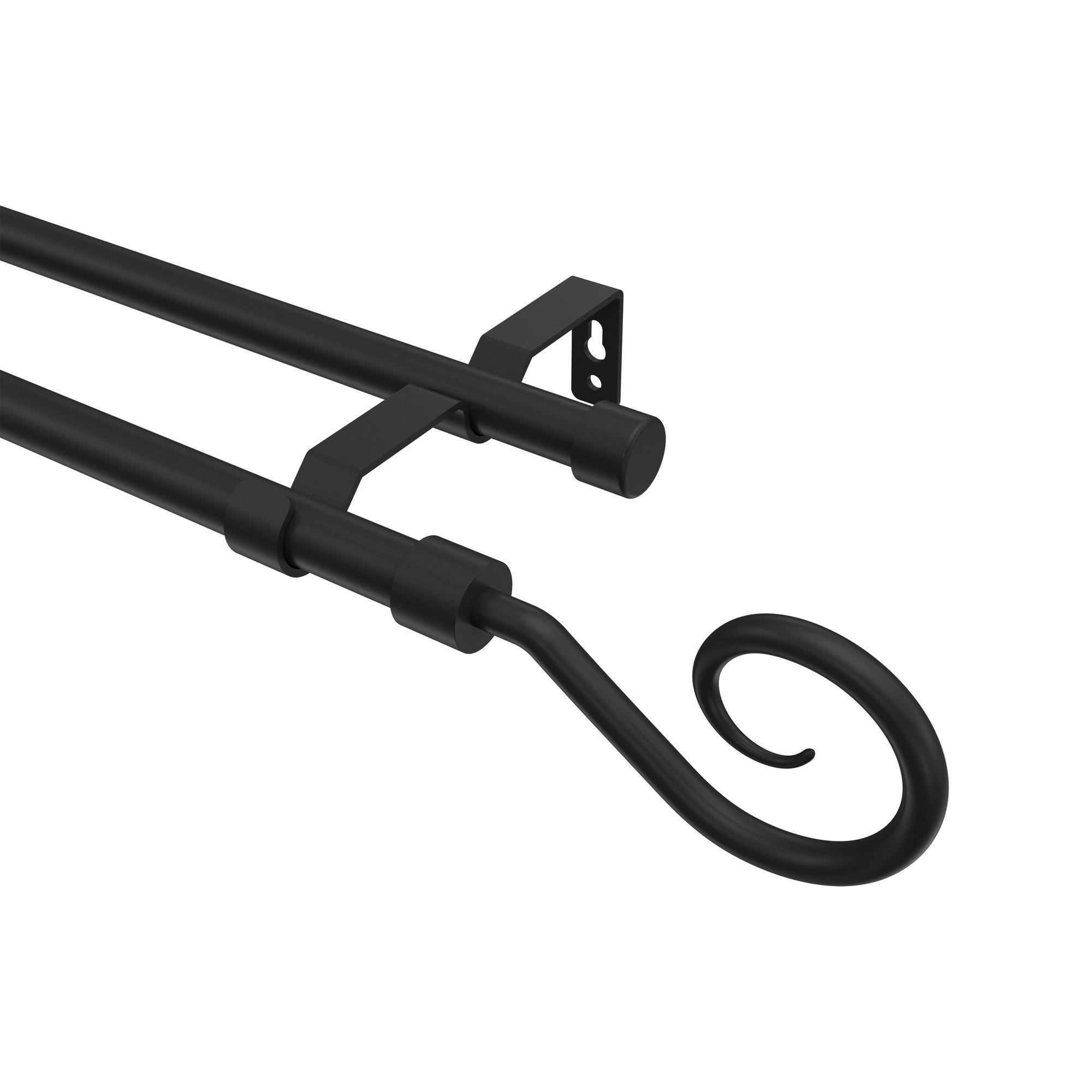 Gardinenstange Olymp Allegra 140 Cm, 2-LäUfig (Ohne Ringe), 16 Mm Ø Schwarz