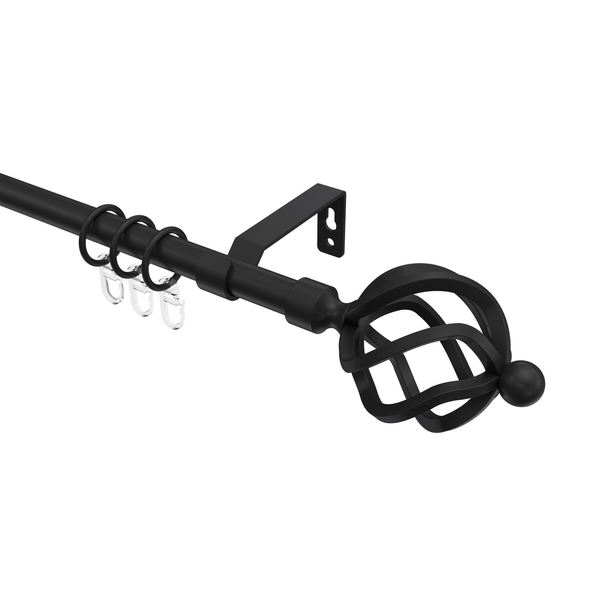 Gardinenstange Olymp Paolo 600 Cm (Geteilt In 3 X 200 Cm), 1-LäUfig, 16 Mm Ø Schwarz