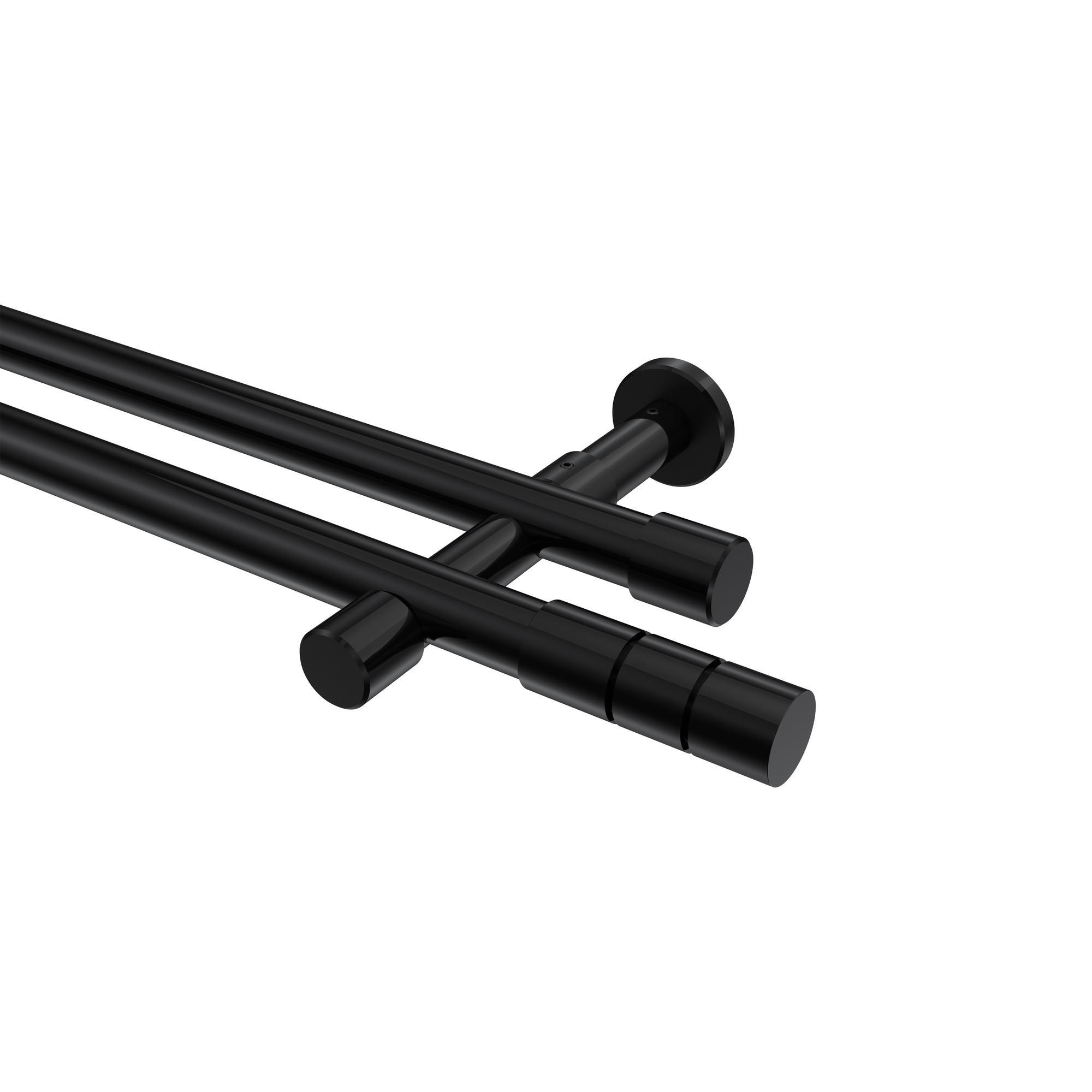 Gardinenstange Prestige Elanto 360 Cm (Geteilt In 2 X 180 Cm), 2-LäUfig (Ohne Ringe), 20 Mm Ø Schwarz