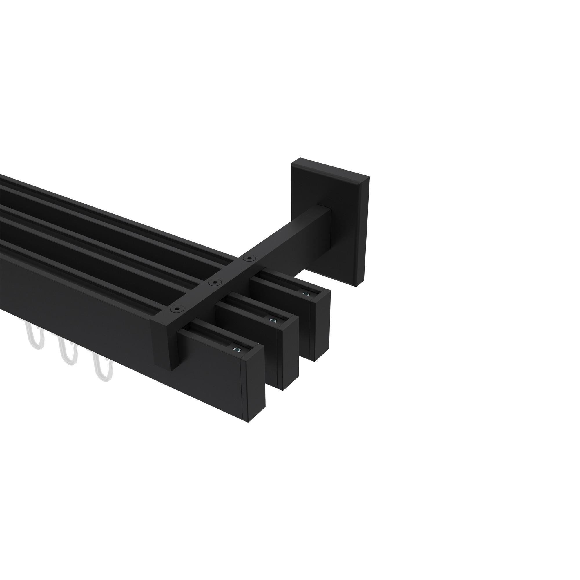 Gardinenstange Innenlauf Smartline Paxo 320 Cm (Geteilt In 2 X 160 Cm), 3-LäUfig, 14X35 Mm Schwarz