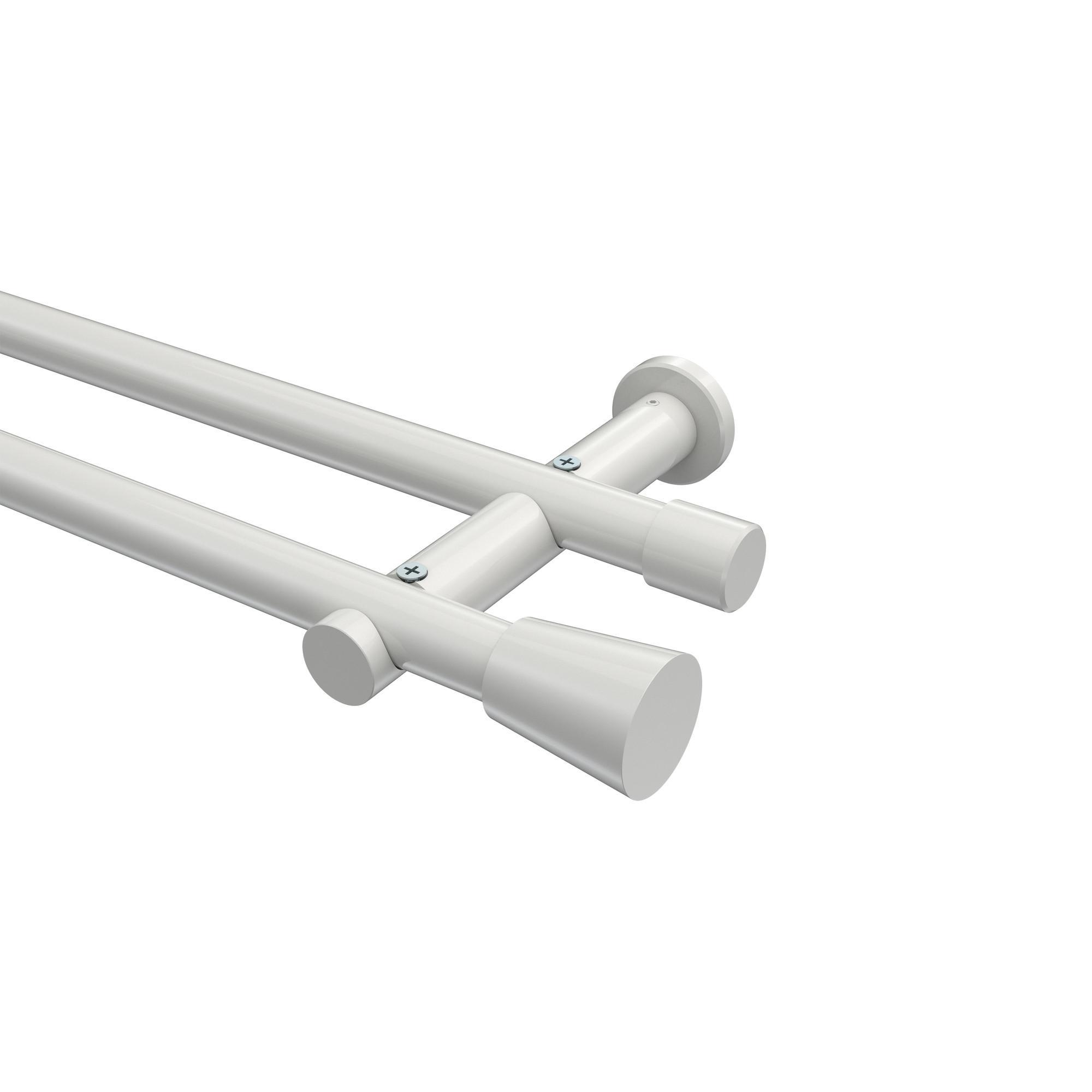 Gardinenstange Platon Sitra 360 Cm (Geteilt In 2 X 180 Cm), 2-LäUfig (Ohne Ringe), 20 Mm Ø Weiß