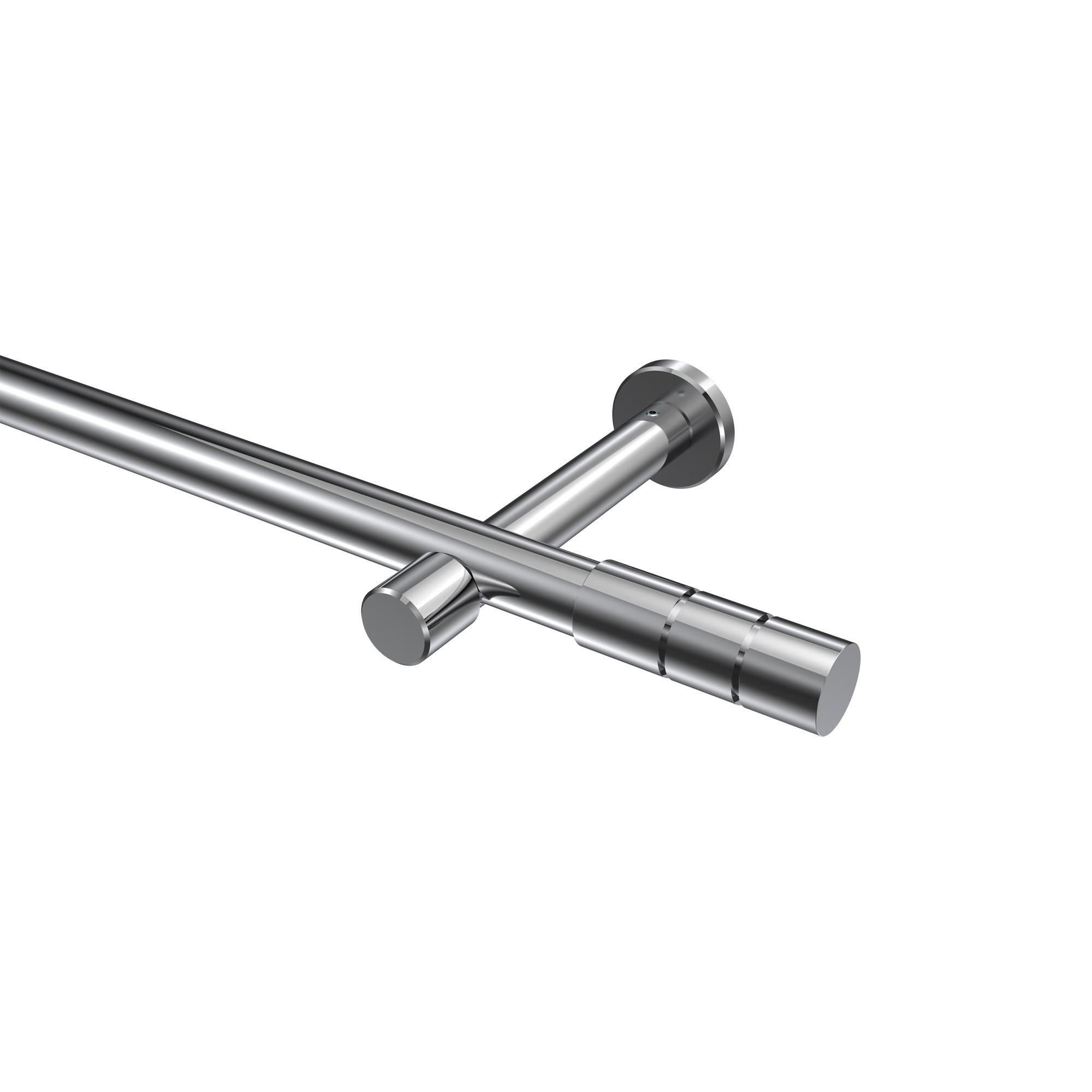 Gardinenstange Prestige Elanto 260 Cm (Geteilt In 2 X 130 Cm), 1-LäUfig (Ohne Ringe), 20 Mm Ø Chrom