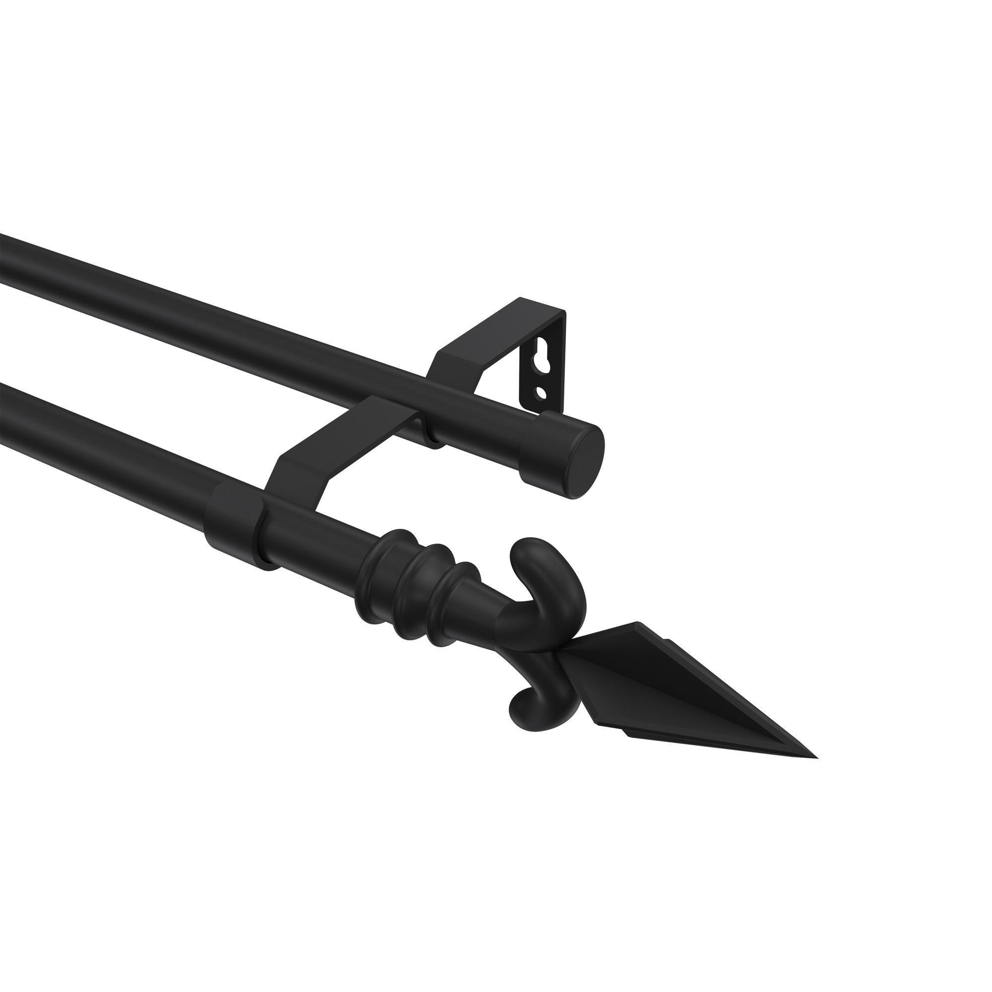 Gardinenstange Olymp Matteo 140 Cm, 2-LäUfig (Ohne Ringe), 16 Mm Ø Schwarz