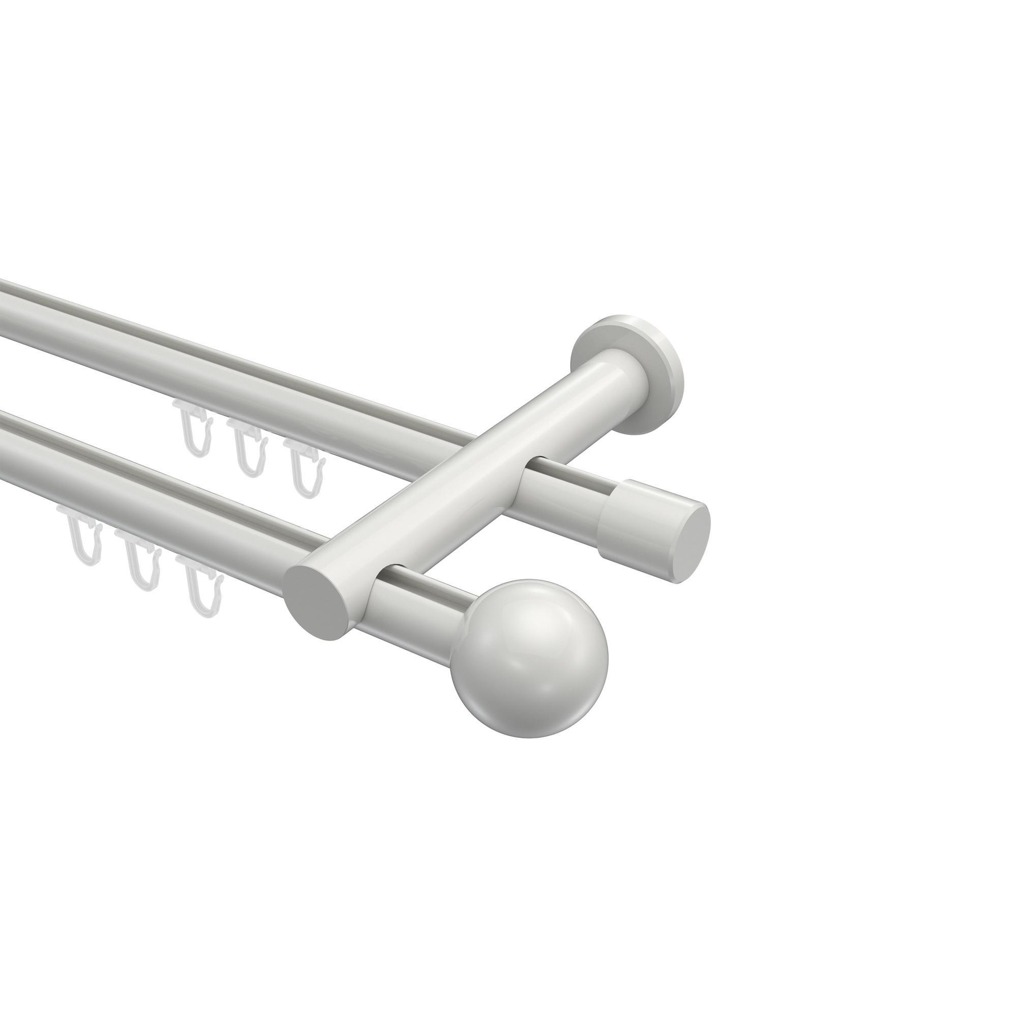 Gardinenstange Innenlauf Platon Luino 400 Cm (Geteilt In 2 X 200 Cm), 2-LäUfig, 20 Mm Ø Weiß