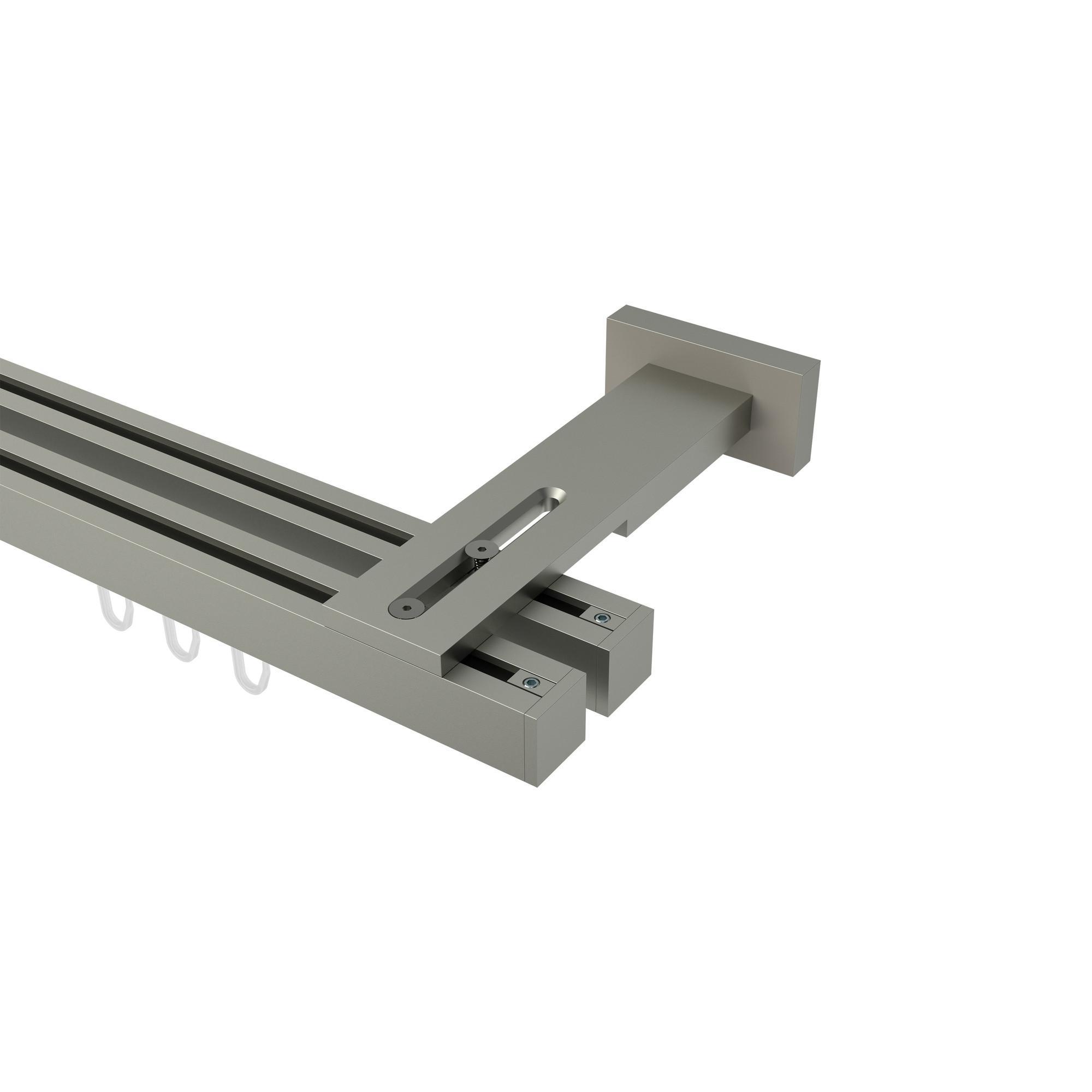 Gardinenstange Innenlauf Quadline (Multi) Sono 600 Cm (Geteilt In 3 X 200 Cm), 2-LäUfig, 20X20 Mm Satin-Silber