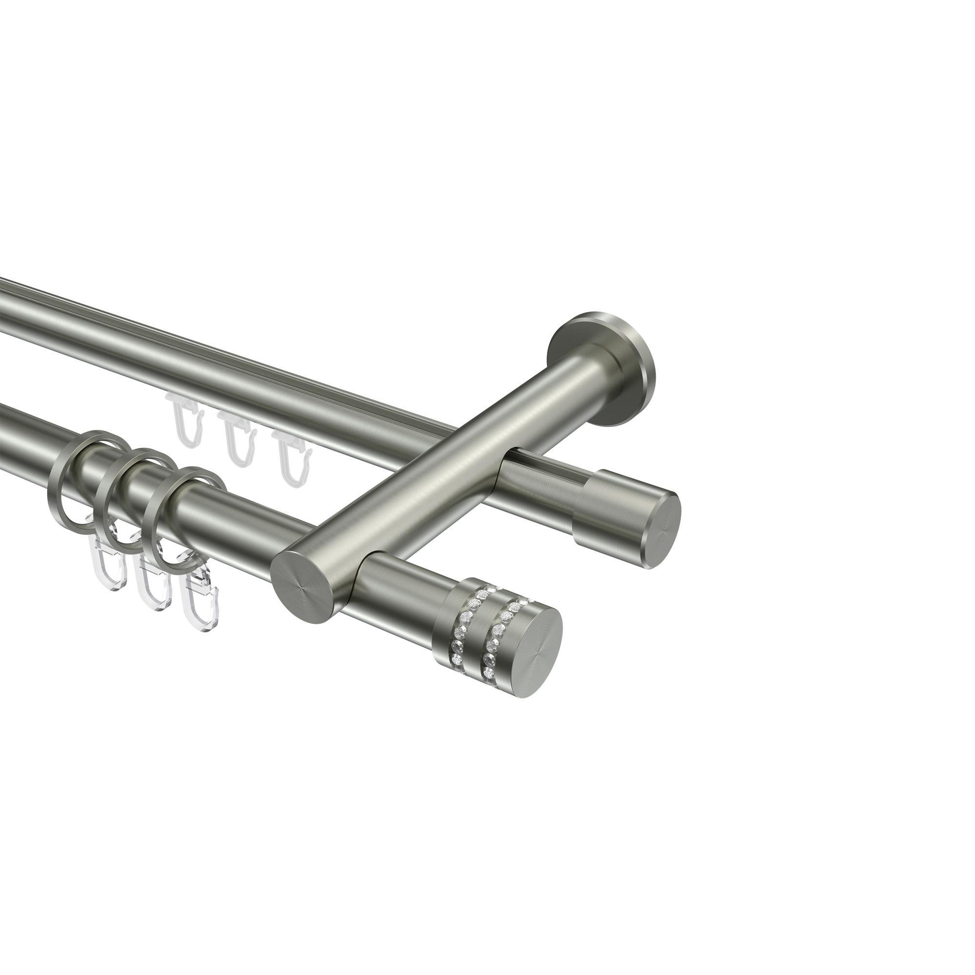 Gardinenstange RUNDROHR-INNENLAUF Platon Estana 360 Cm (Geteilt In 2 X 180 Cm), 2-LäUfig, 20 Mm Ø Edelstahl-Optik