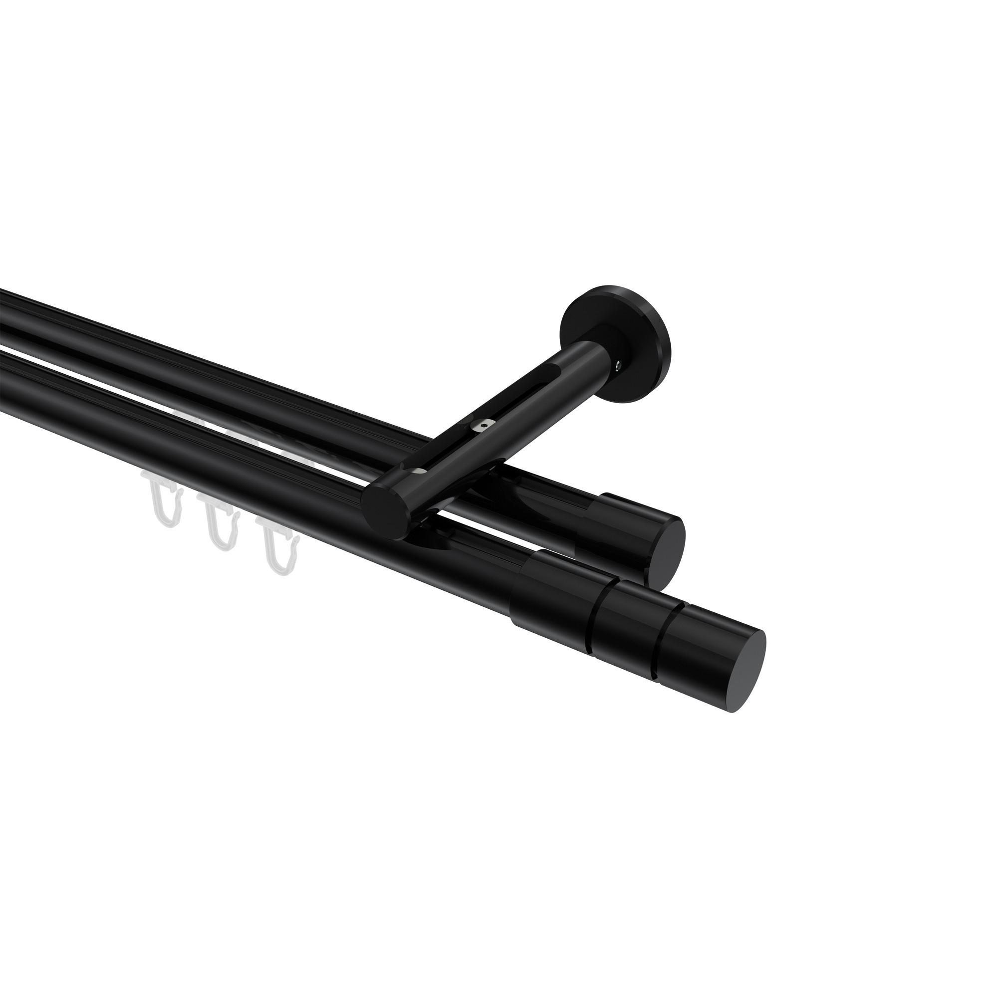 Gardinenstange Innenlauf Siteno Elanto 400 Cm (Geteilt In 2 X 200 Cm), 2-LäUfig, 20 Mm Ø Schwarz