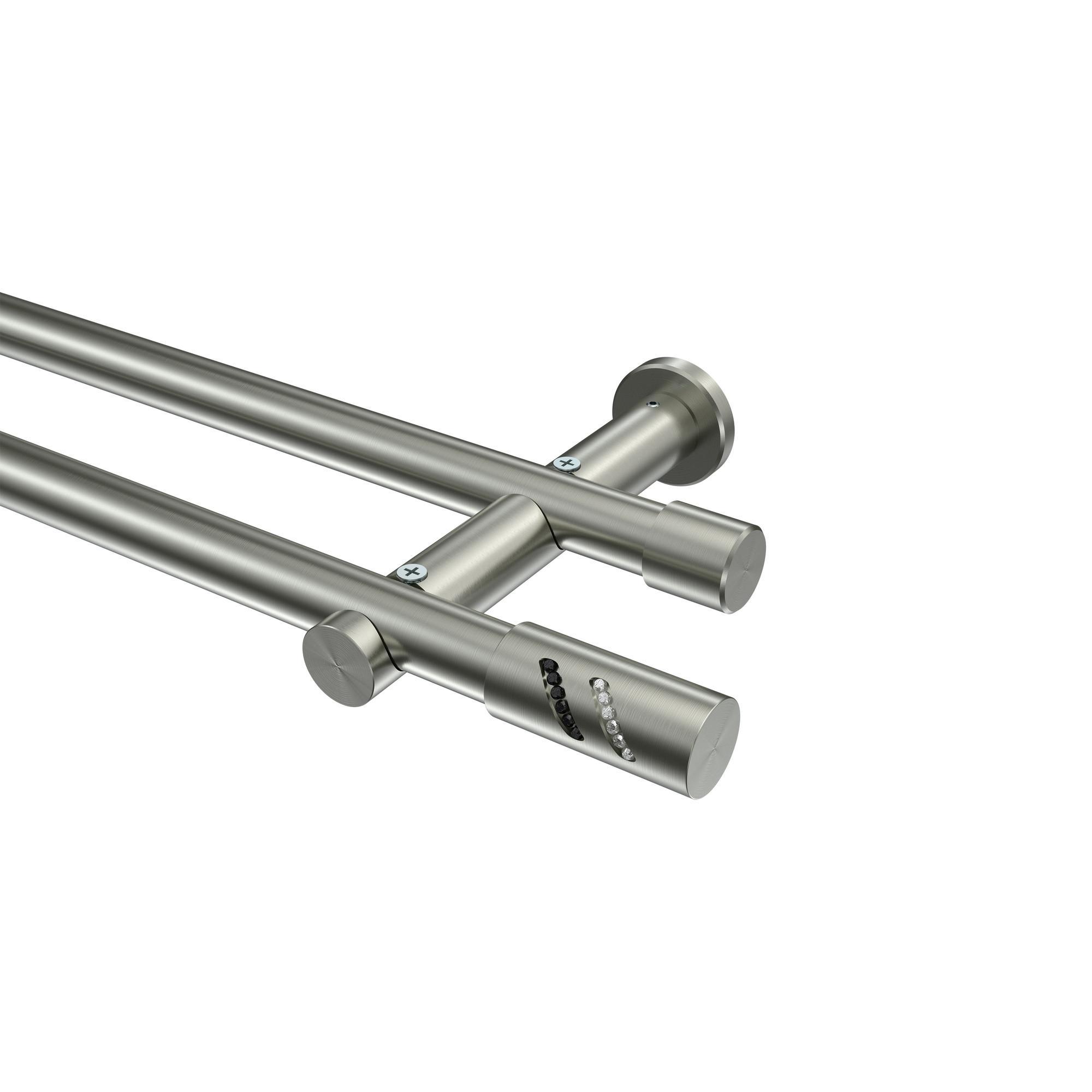 Gardinenstange Platon Zoena 600 Cm (Geteilt In 3 X 200 Cm), 2-LäUfig (Ohne Ringe), 20 Mm Ø Edelstahl-Optik