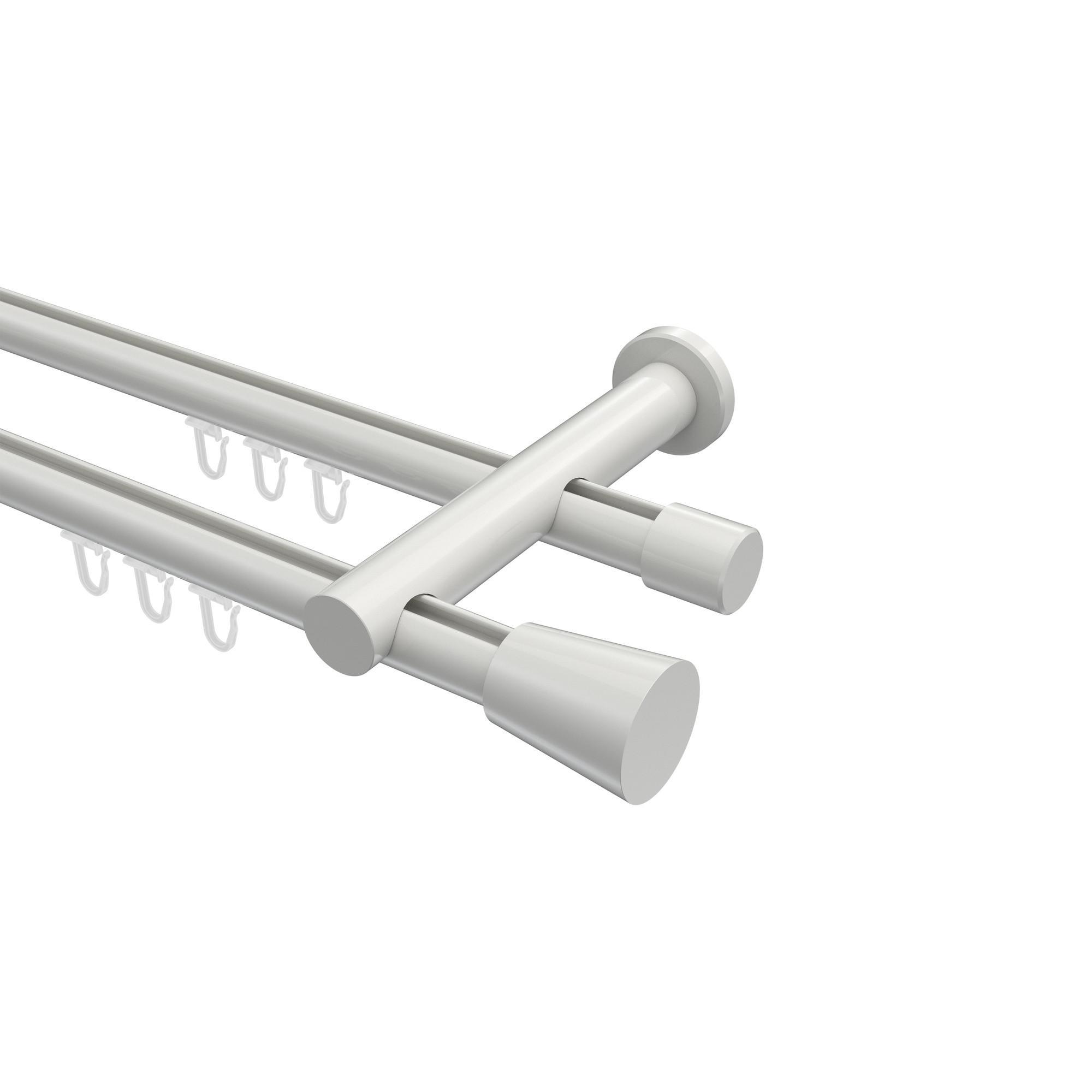 Gardinenstange Innenlauf Platon Sitra 360 Cm (Geteilt In 2 X 180 Cm), 2-LäUfig, 20 Mm Ø Weiß