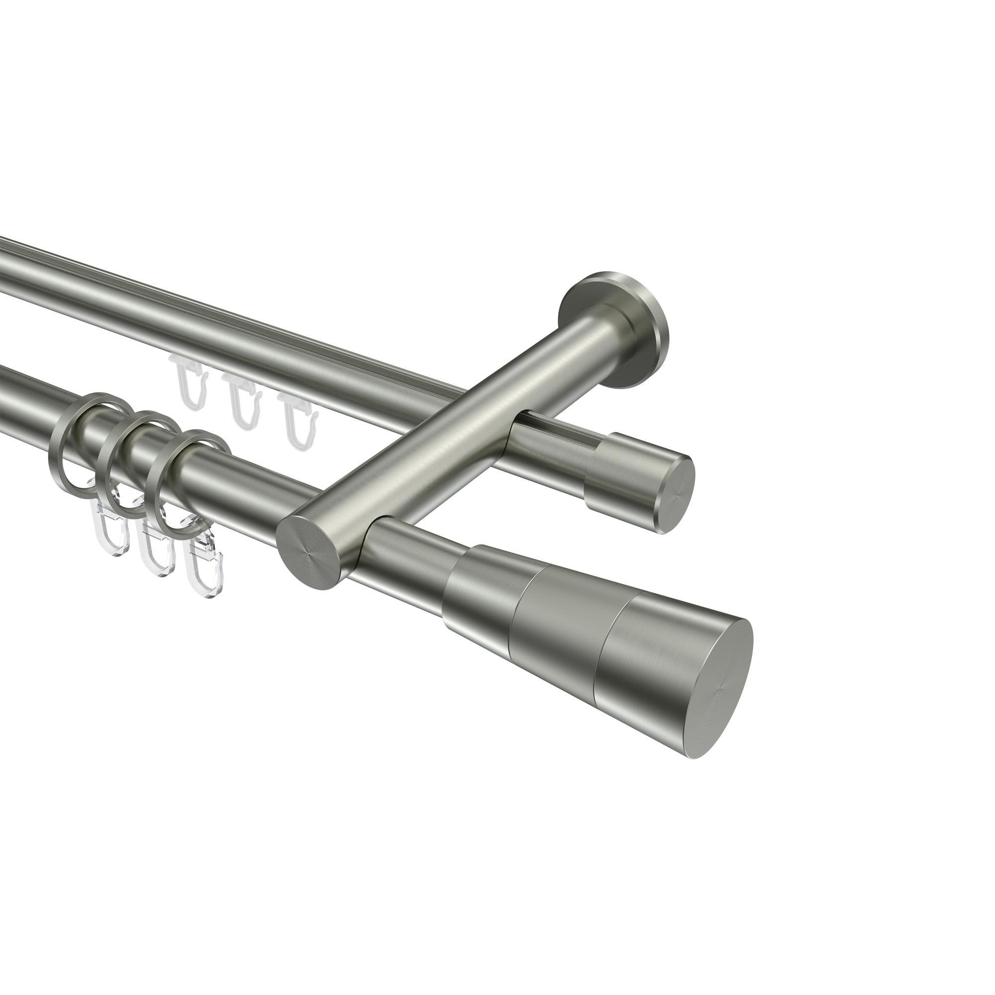 Gardinenstange RUNDROHR-INNENLAUF Platon Tanara 120 Cm, 2-LäUfig, 20 Mm Ø Edelstahl-Optik