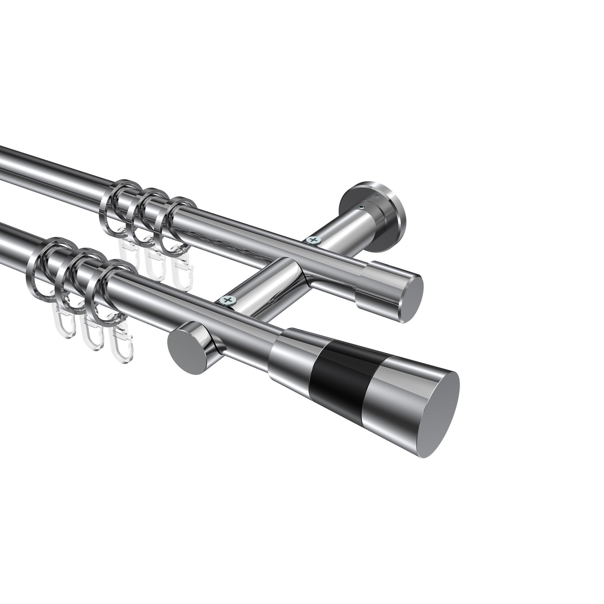 Gardinenstange Platon Tanara 360 Cm (Geteilt In 2 X 180 Cm), 2-LäUfig, 20 Mm Ø Chrom