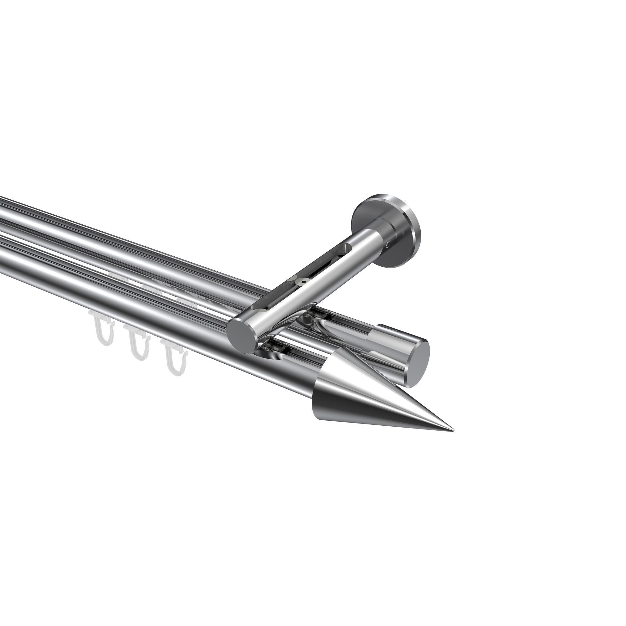Gardinenstange Innenlauf Siteno Savio 260 Cm (Geteilt In 2 X 130 Cm), 2-LäUfig, 20 Mm Ø Chrom