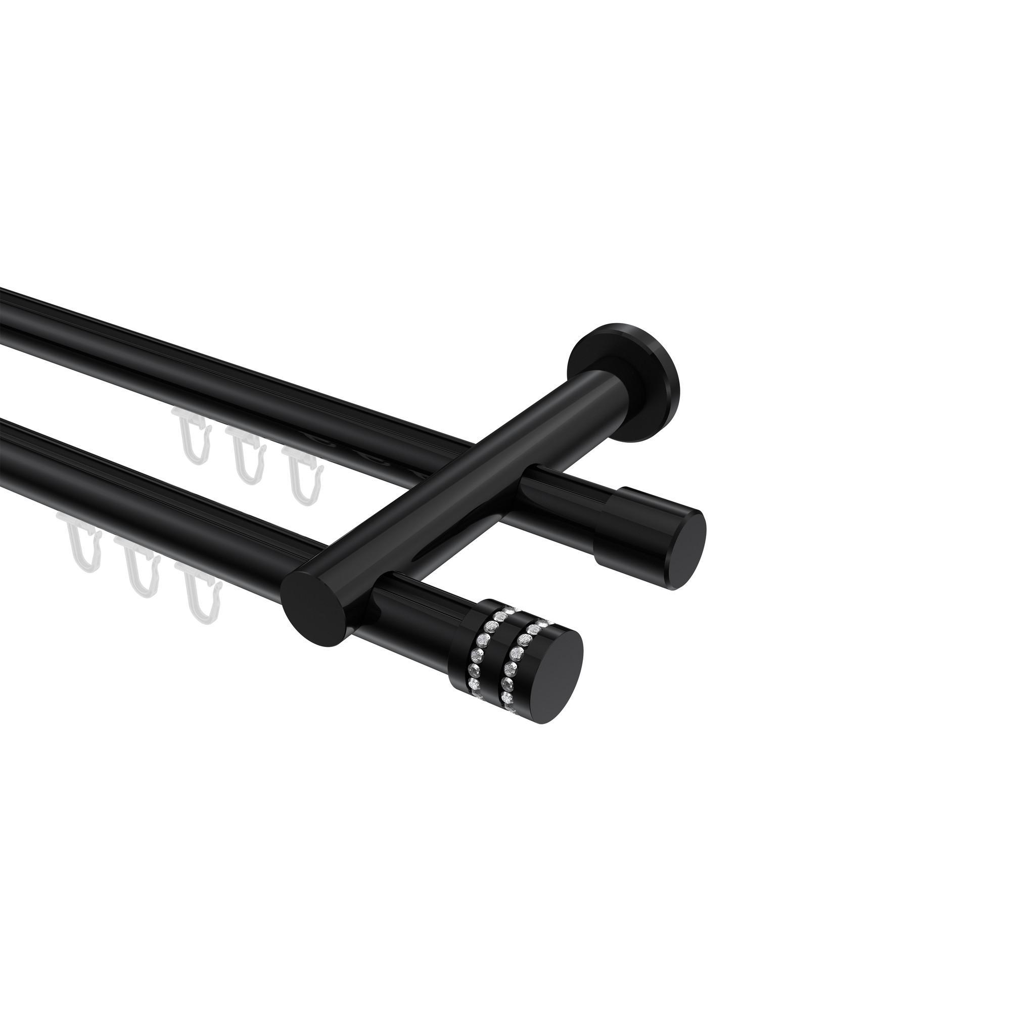 Gardinenstange Innenlauf Platon Estana 260 Cm (Geteilt In 2 X 130 Cm), 2-LäUfig, 20 Mm Ø Schwarz