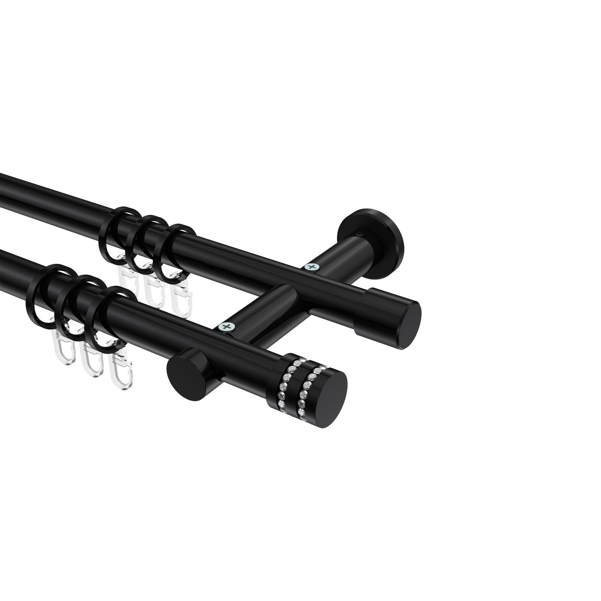 Gardinenstange Platon Estana 400 Cm (Geteilt In 2 X 200 Cm), 2-LäUfig, 20 Mm Ø Schwarz