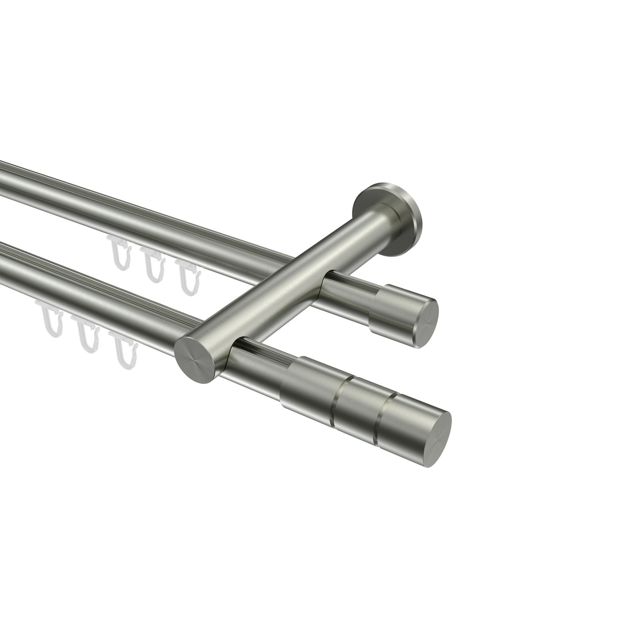 Gardinenstange Innenlauf Platon Elanto 360 Cm (Geteilt In 2 X 180 Cm), 2-LäUfig, 20 Mm Ø Edelstahl-Optik