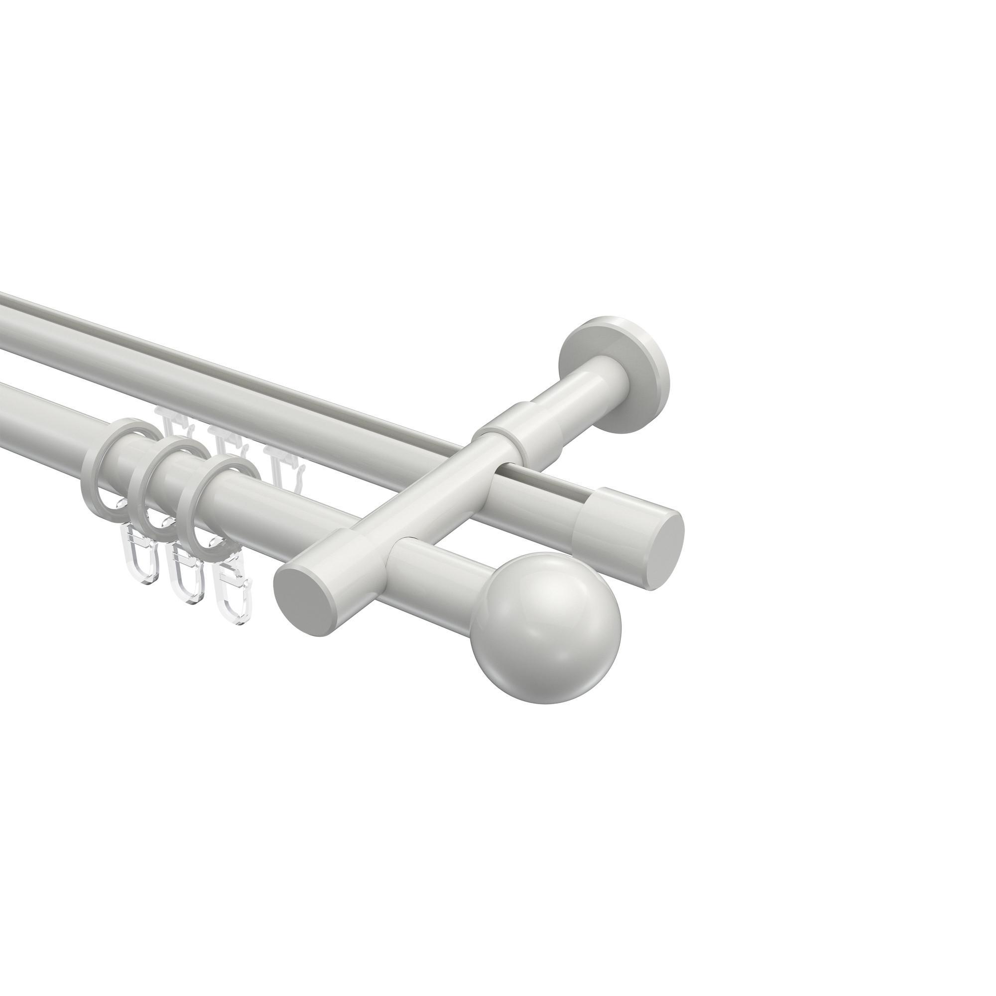 Gardinenstange RUNDROHR-INNENLAUF Prestige Luino 260 Cm (Geteilt In 2 X 130 Cm), 2-LäUfig, 20 Mm Ø Weiß