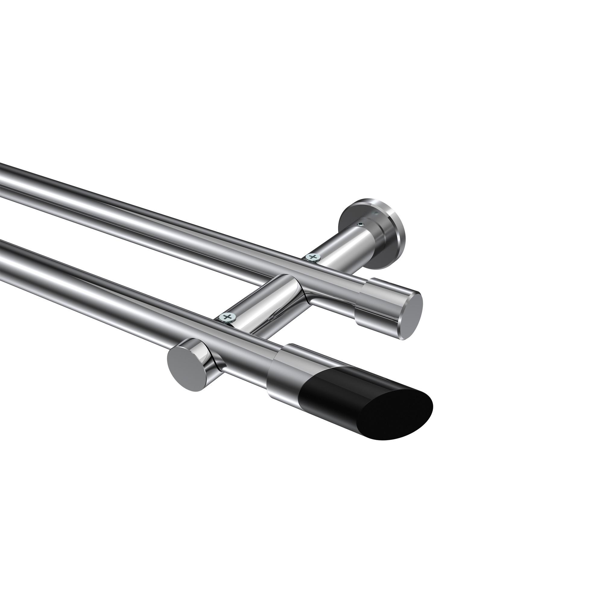 Gardinenstange Platon Verano 280 Cm (Geteilt In 2 X 140 Cm), 2-LäUfig (Ohne Ringe), 20 Mm Ø Chrom