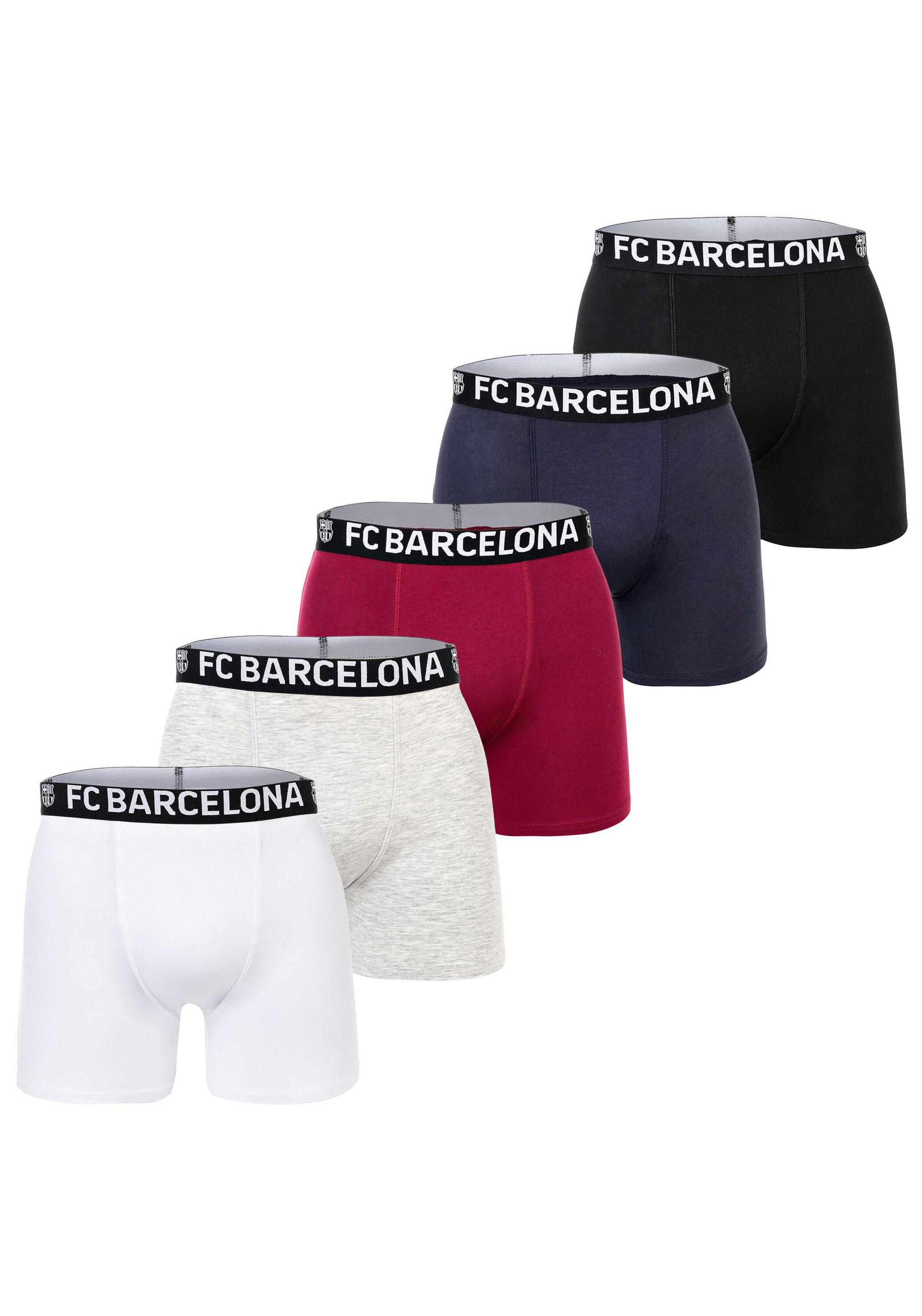 Boxershorts Fc Barcelona "Boxershort Fcb Kids Trunk Boxers 5-Pack 5Er Pack", Jungen, Gr. 140, Schwarz, Grau, Weiß, Blau, Rot, Obermaterial: 95% Baumwolle Co. 5% Elasthan El., Unterhosen