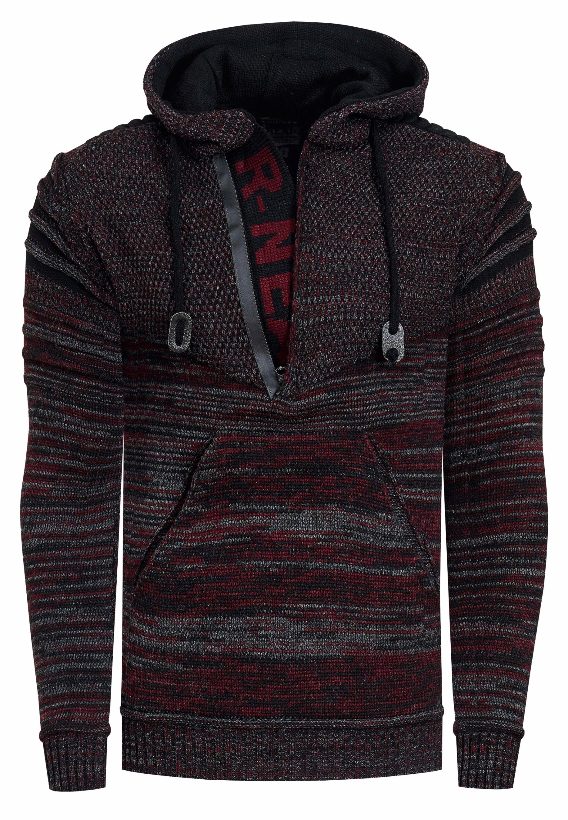 1/2 Zip Grobstrick Future Kapuzen-Pullover