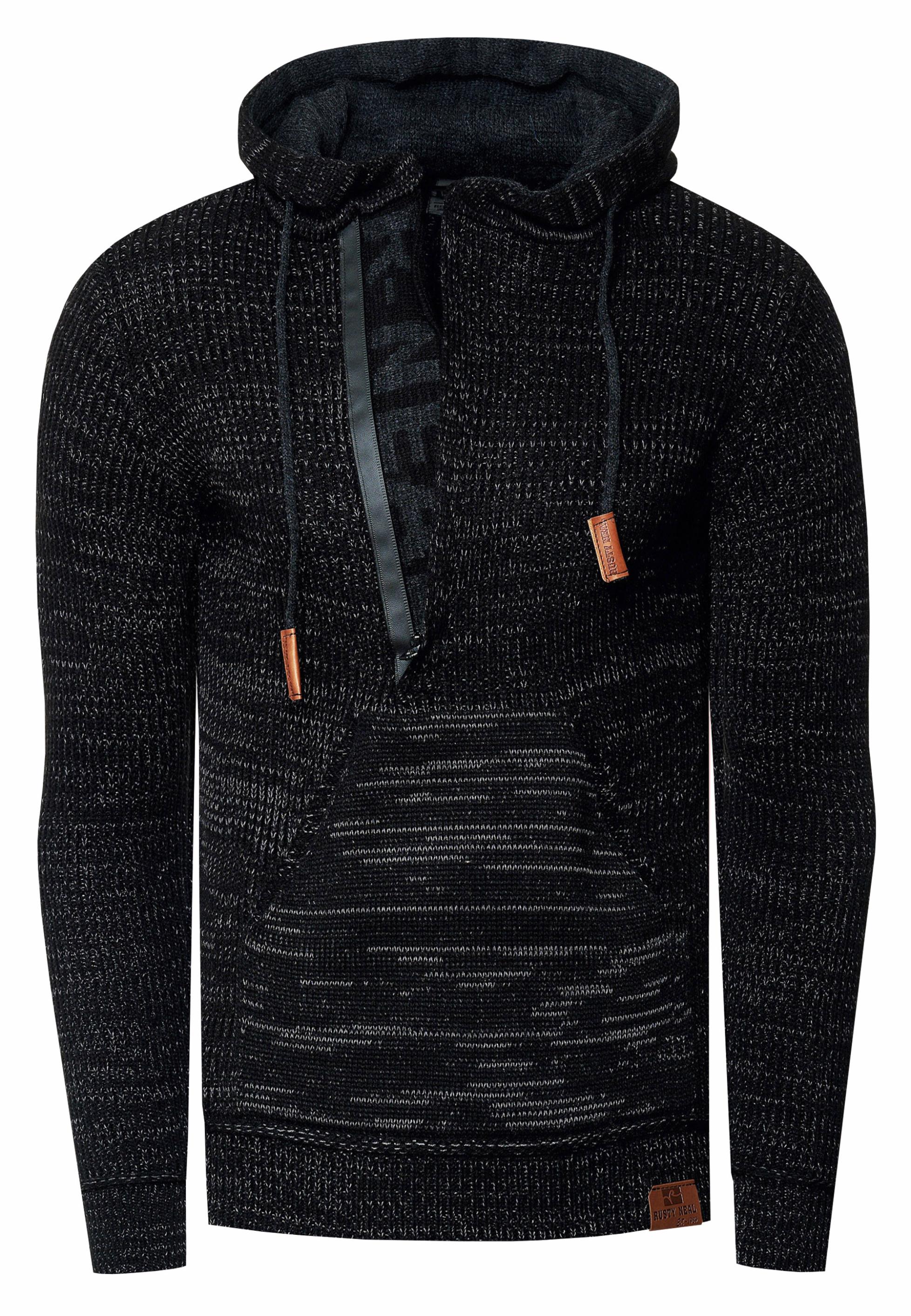 1/2 Zip Grobstrick Slim Fit Kapuzen-Pullover