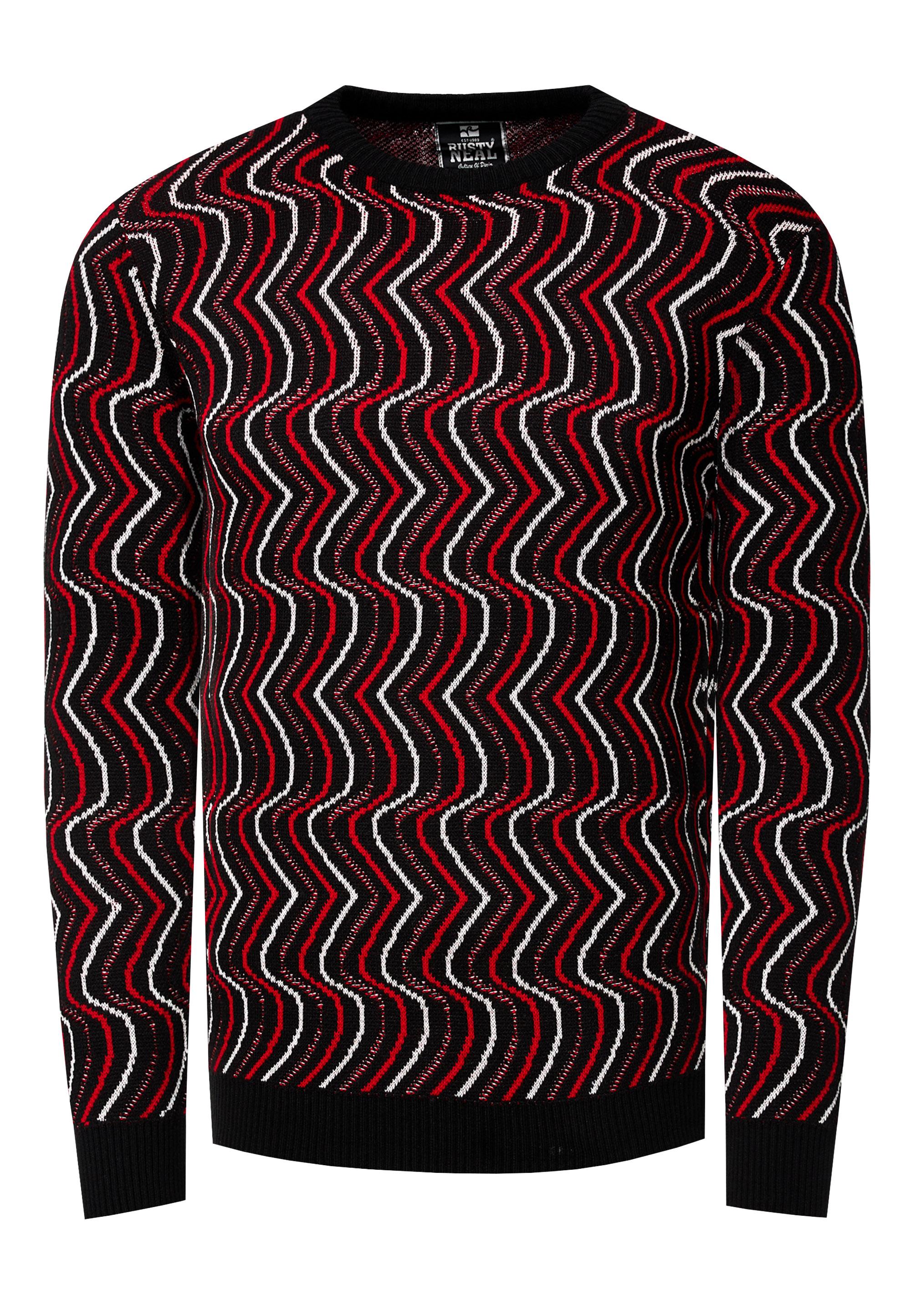 80Er-Design Feinstrick Rundhals-Pullover