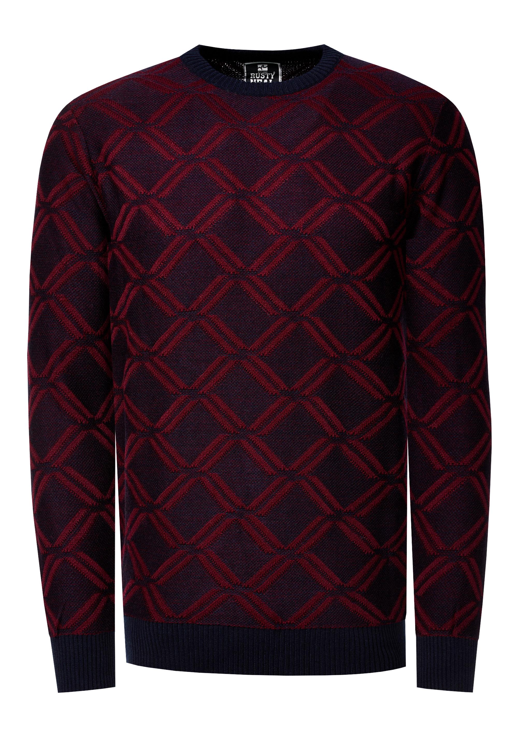 Feinstrick Mit Karo-Muster Rundhals-Pullover