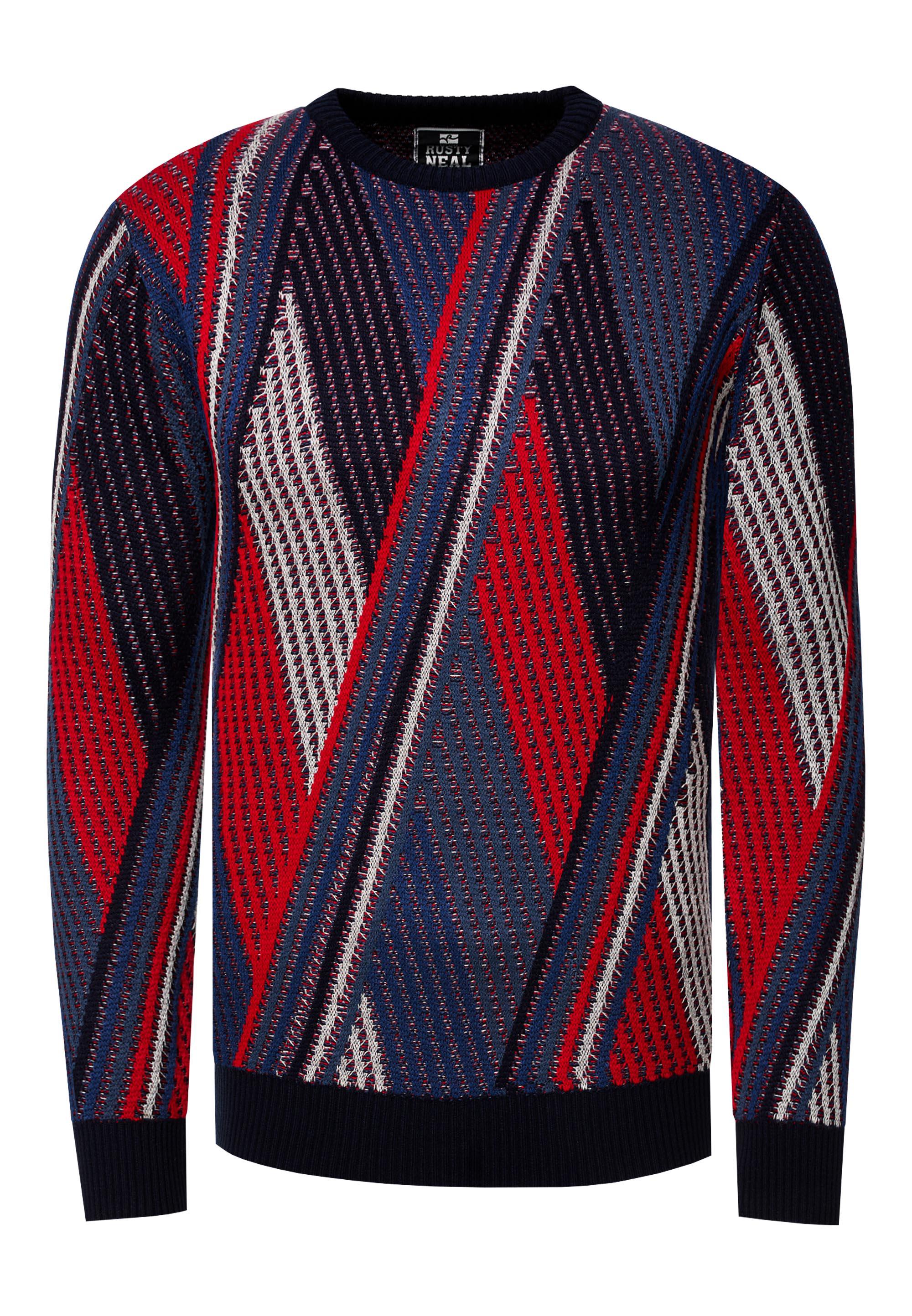Feinstrick Colorblock Rundhals-Pullover