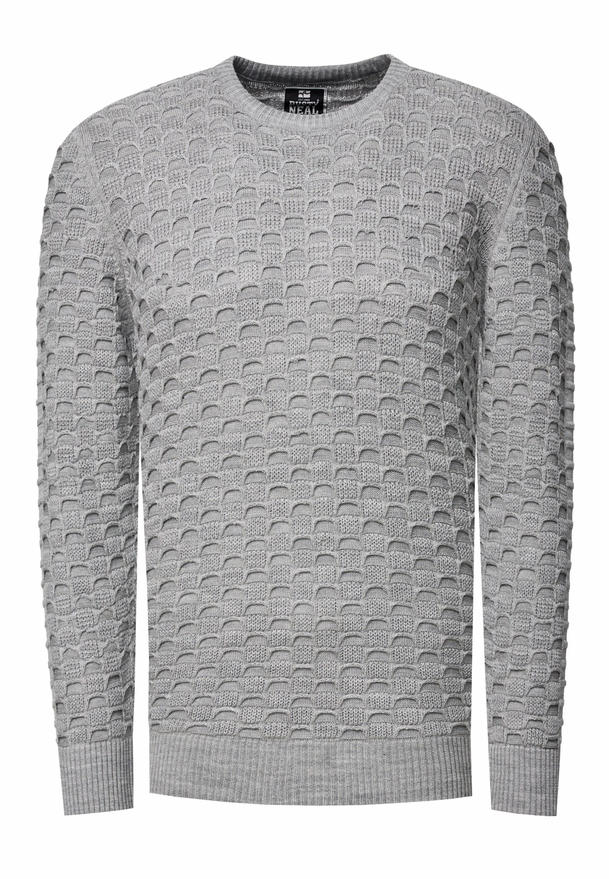 Grobstrick Mit Muster Einfarbig Rundhals-Pullover