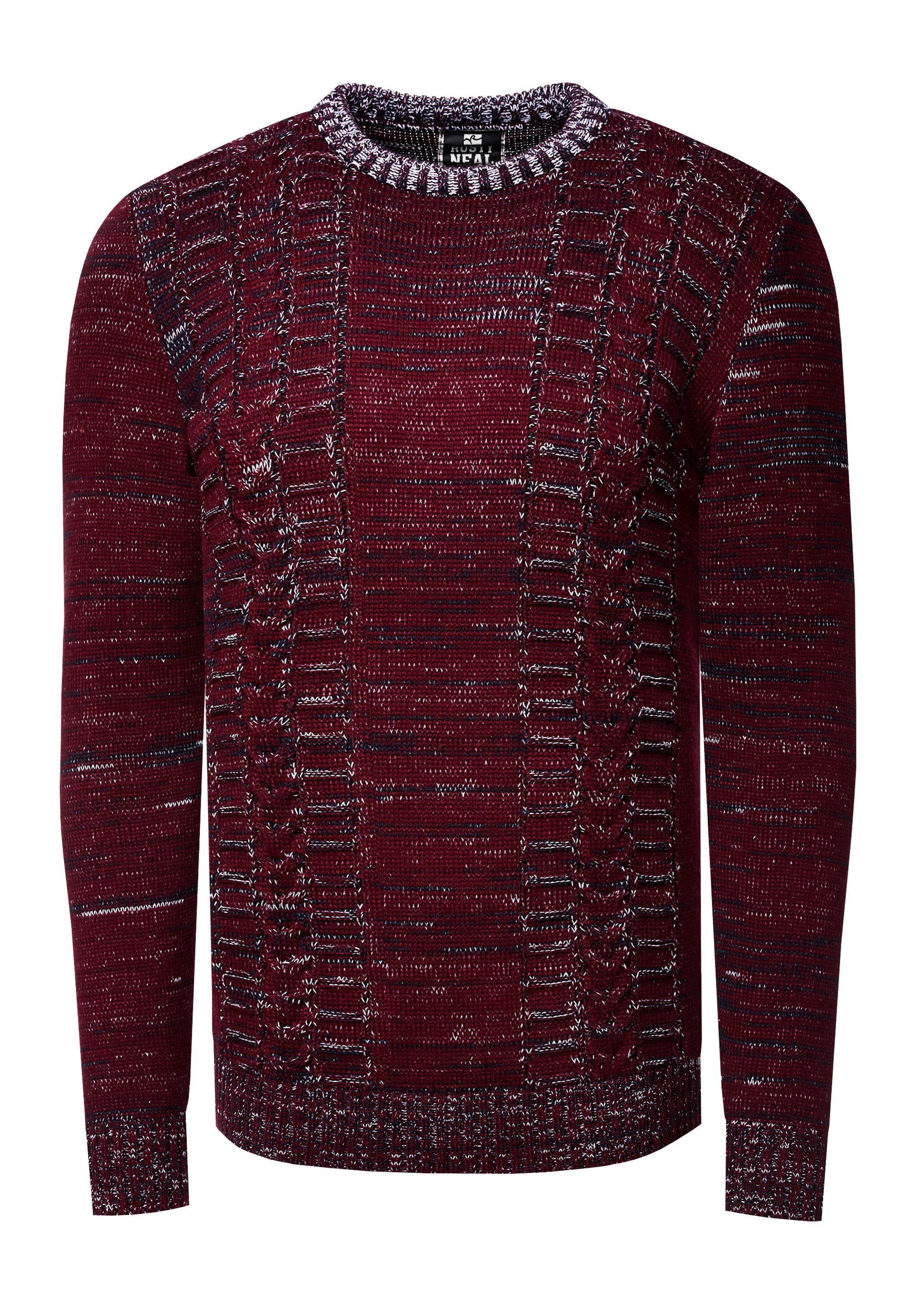Grobstrick Mit Kontrastfarben Rundhals-Pullover