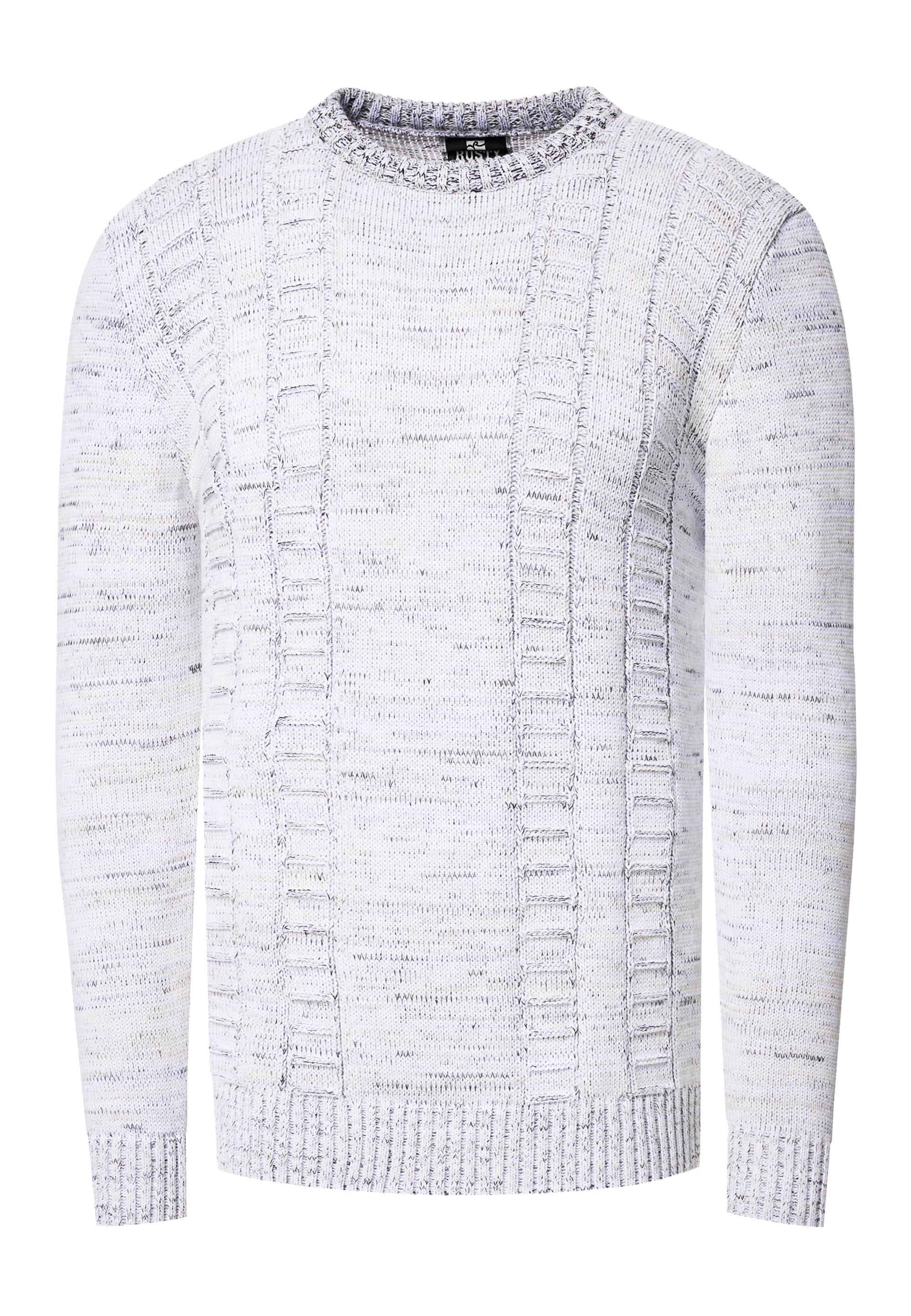 Grobstrick Mit Kontrastfarben Rundhals-Pullover