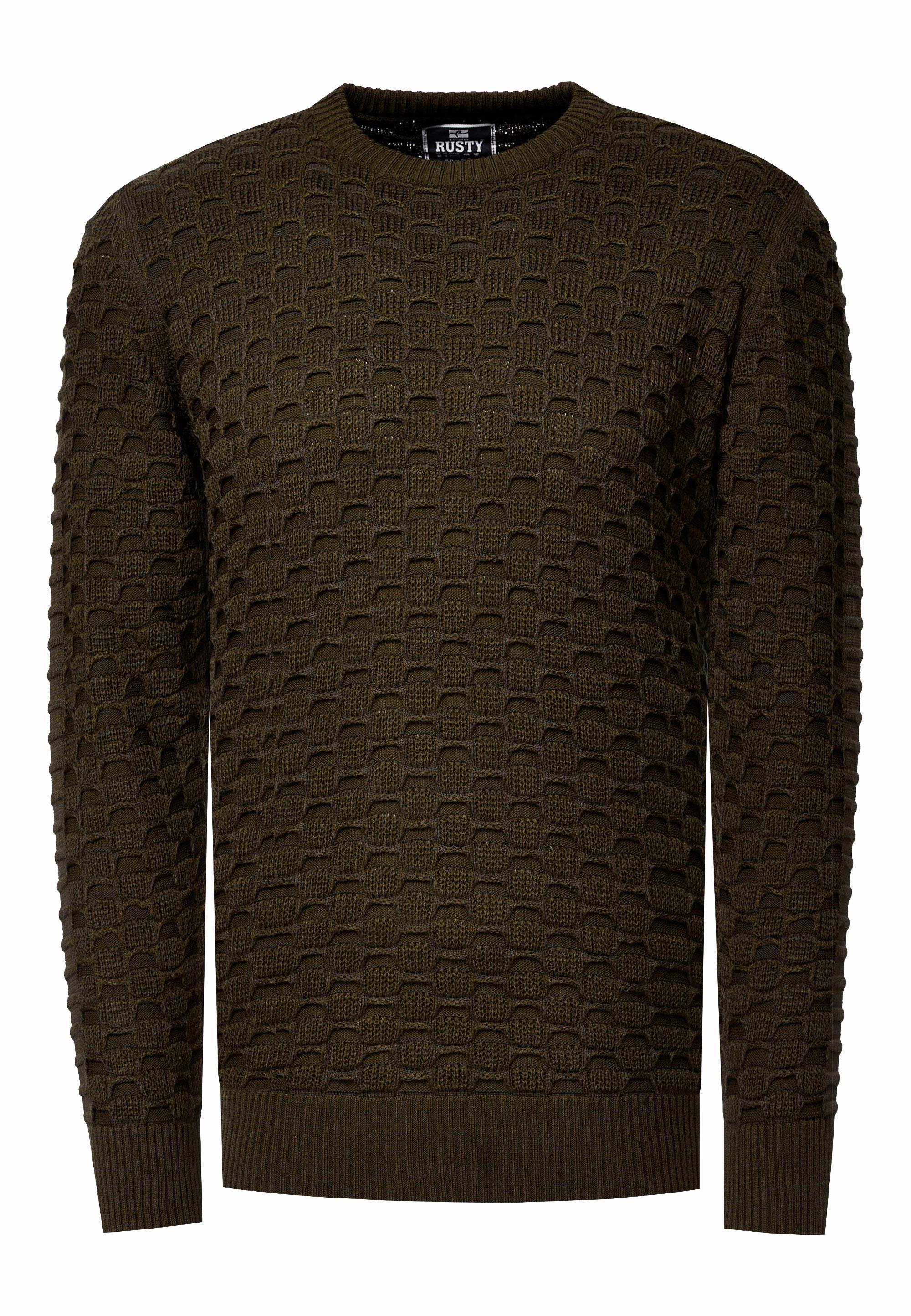 Grobstrick Mit Muster Einfarbig Rundhals-Pullover