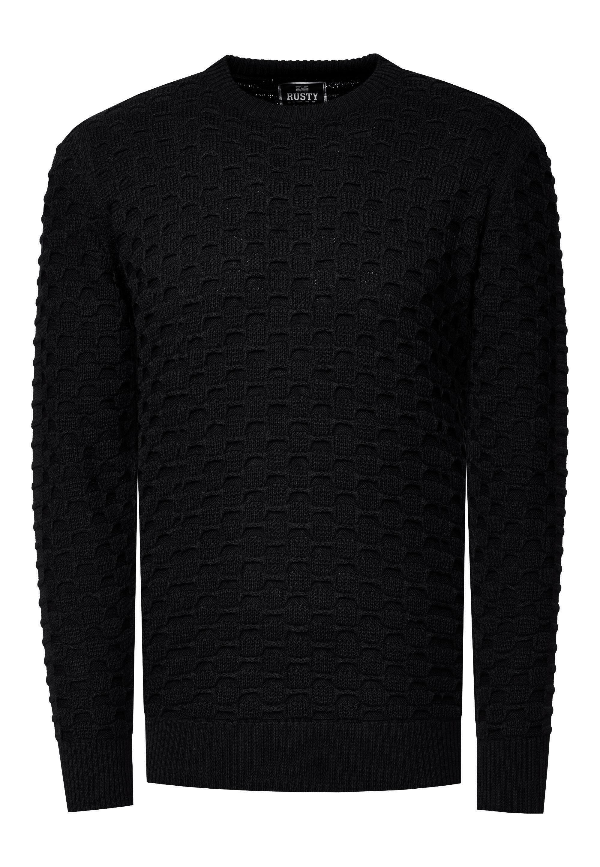 Grobstrick Mit Muster Einfarbig Rundhals-Pullover