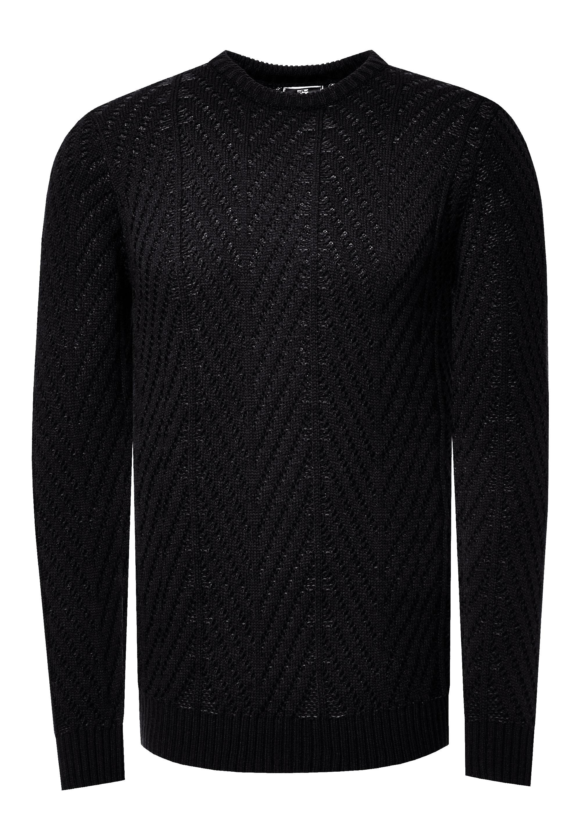 Grobstrick Mit Muster Rundhals-Pullover