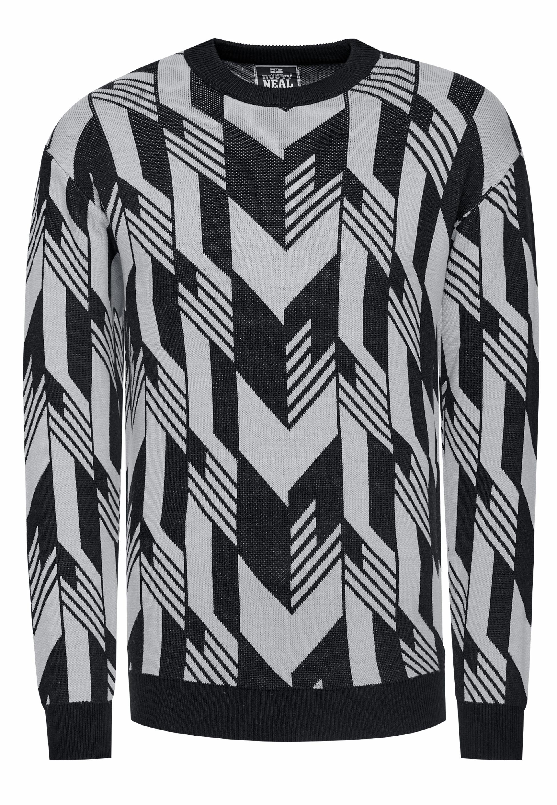 Kontrast Feinstrick Rundhals-Pullover