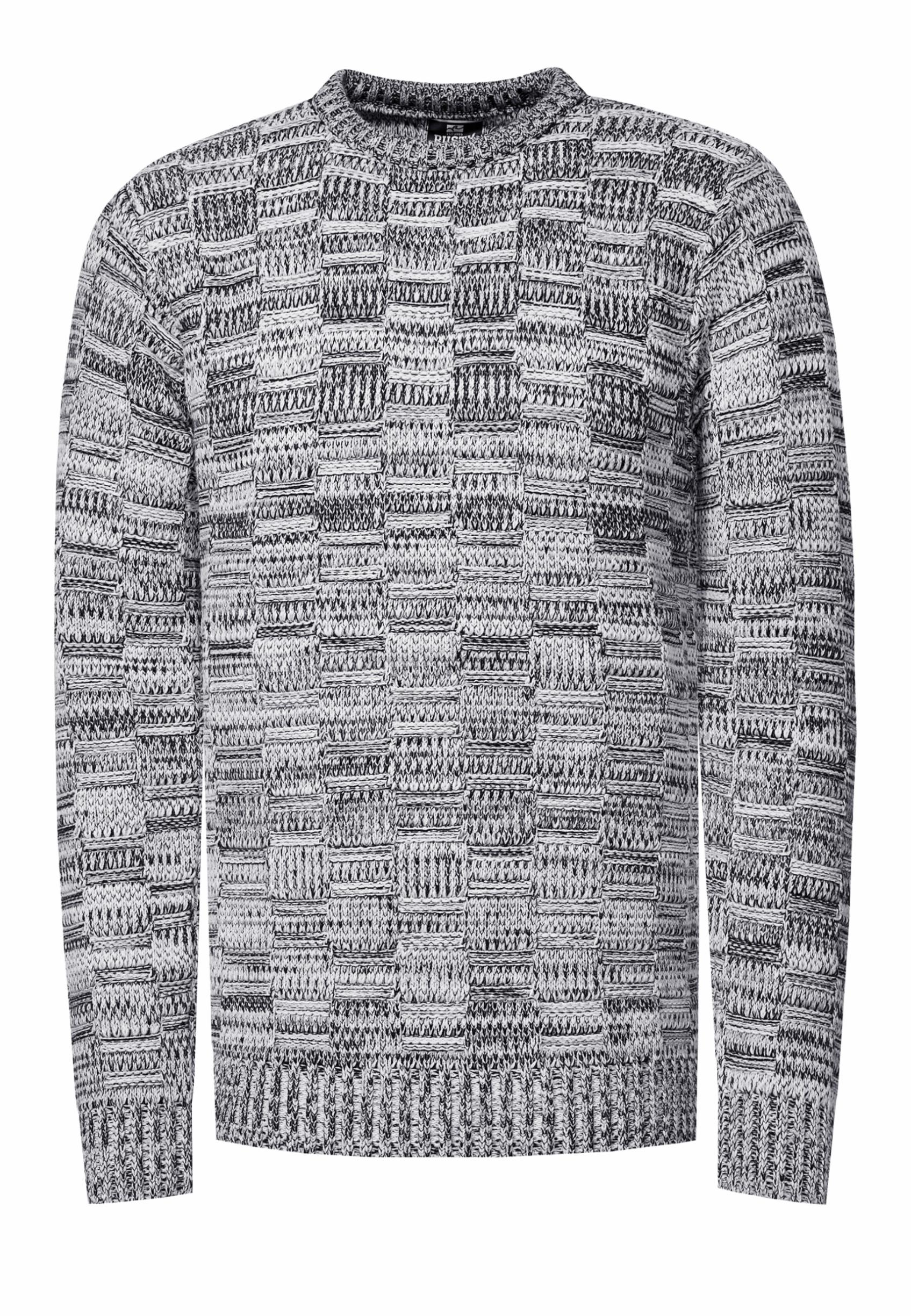 Kontrast Grobstrick Rundhals-Pullover